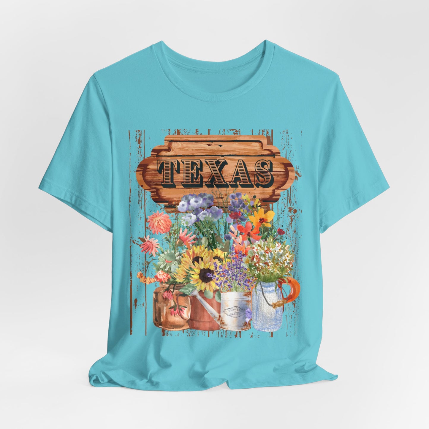 SunflowerPorchCo Texas Rustic Floral Sign T-Shirt | Sunflowers, Wildflowers, Vintage Wood