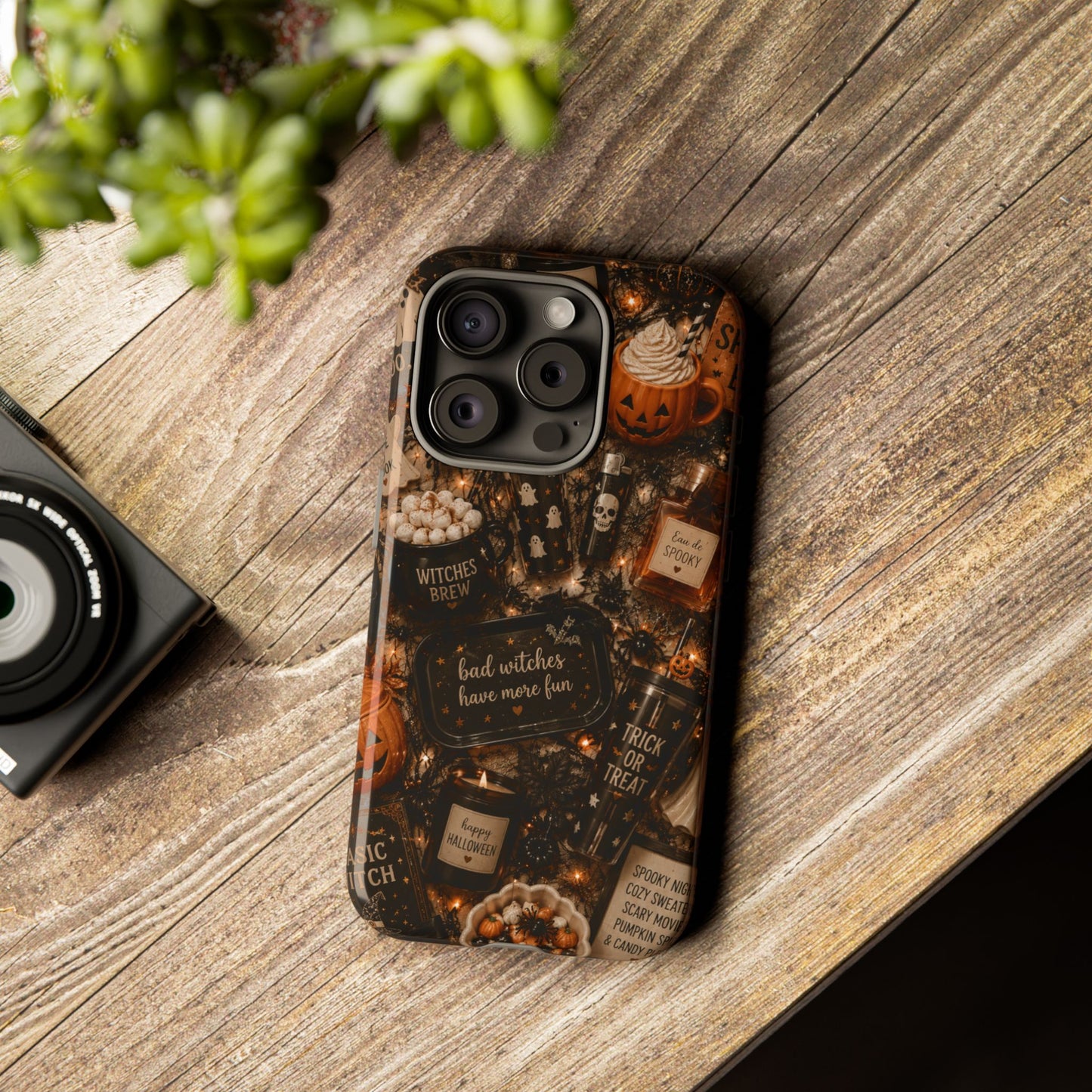 Sunflower Porch Co Halloween Collage phone case | spooky pumpkin witchy design