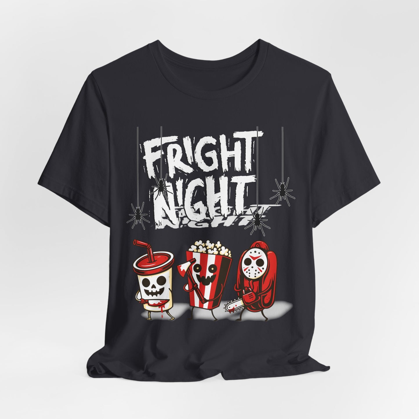 Sunflower Porch Co Fright Night Snack Trio Tee | Halloween Movie Popcorn Soda Candy T-Shirt