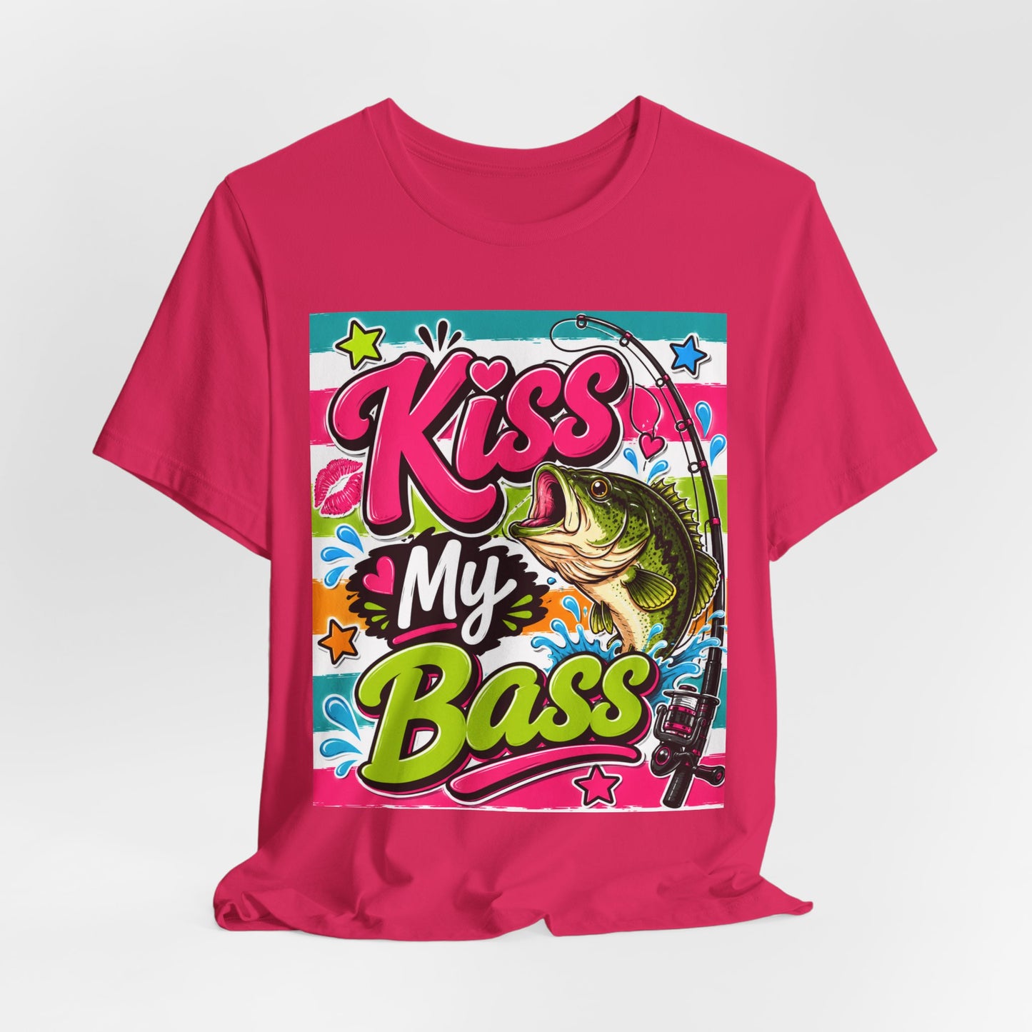 Sunflower Porch Co. Kiss My Bass T-Shirt – Funny Fishing Tee with Bass Graphic