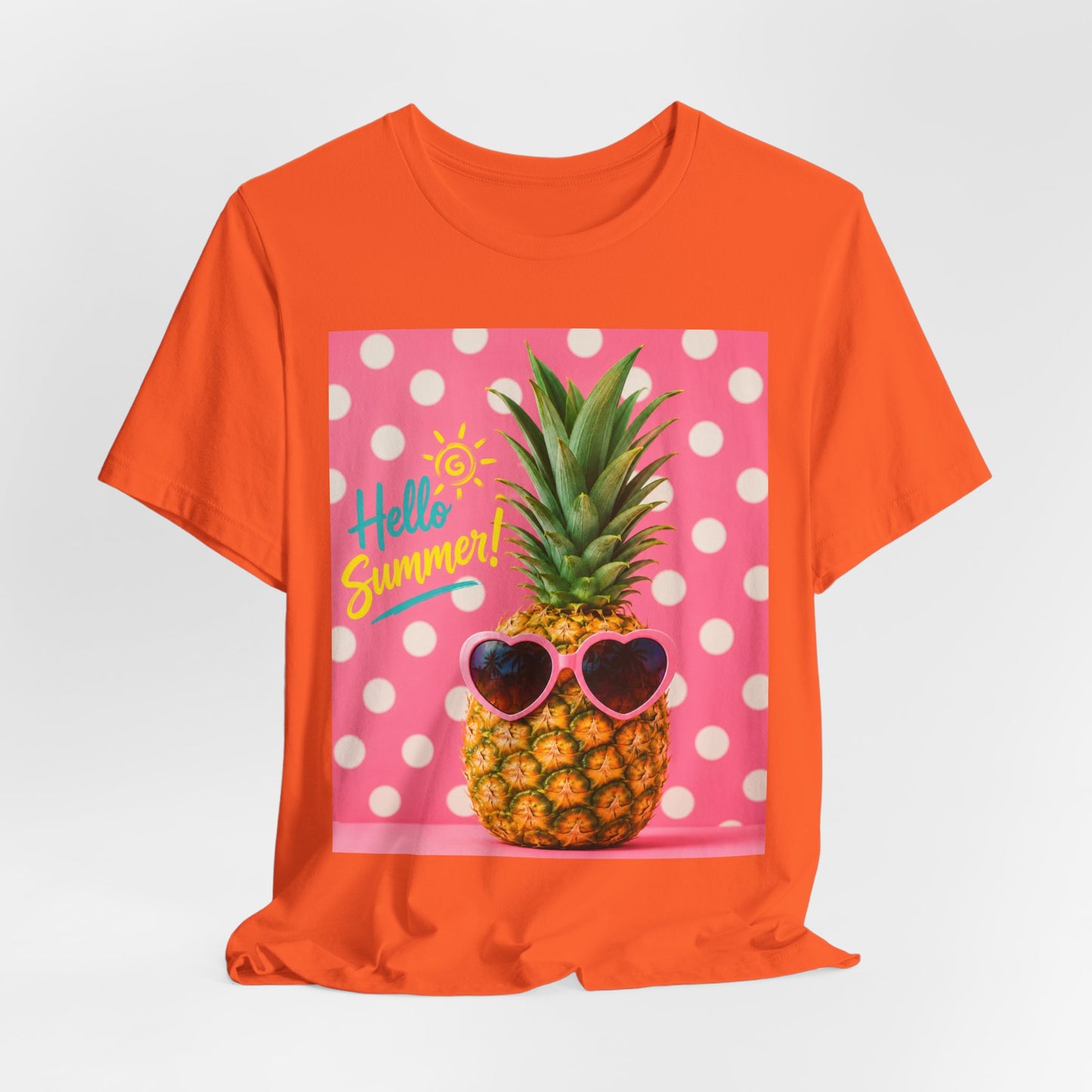 Sunflower Porch Co Pineapple with Sunglasses Tee | Hello Summer Polka Dot Graphic