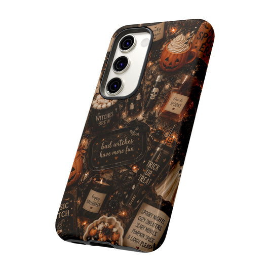 Sunflower Porch Co Halloween Collage phone case | spooky pumpkin witchy design