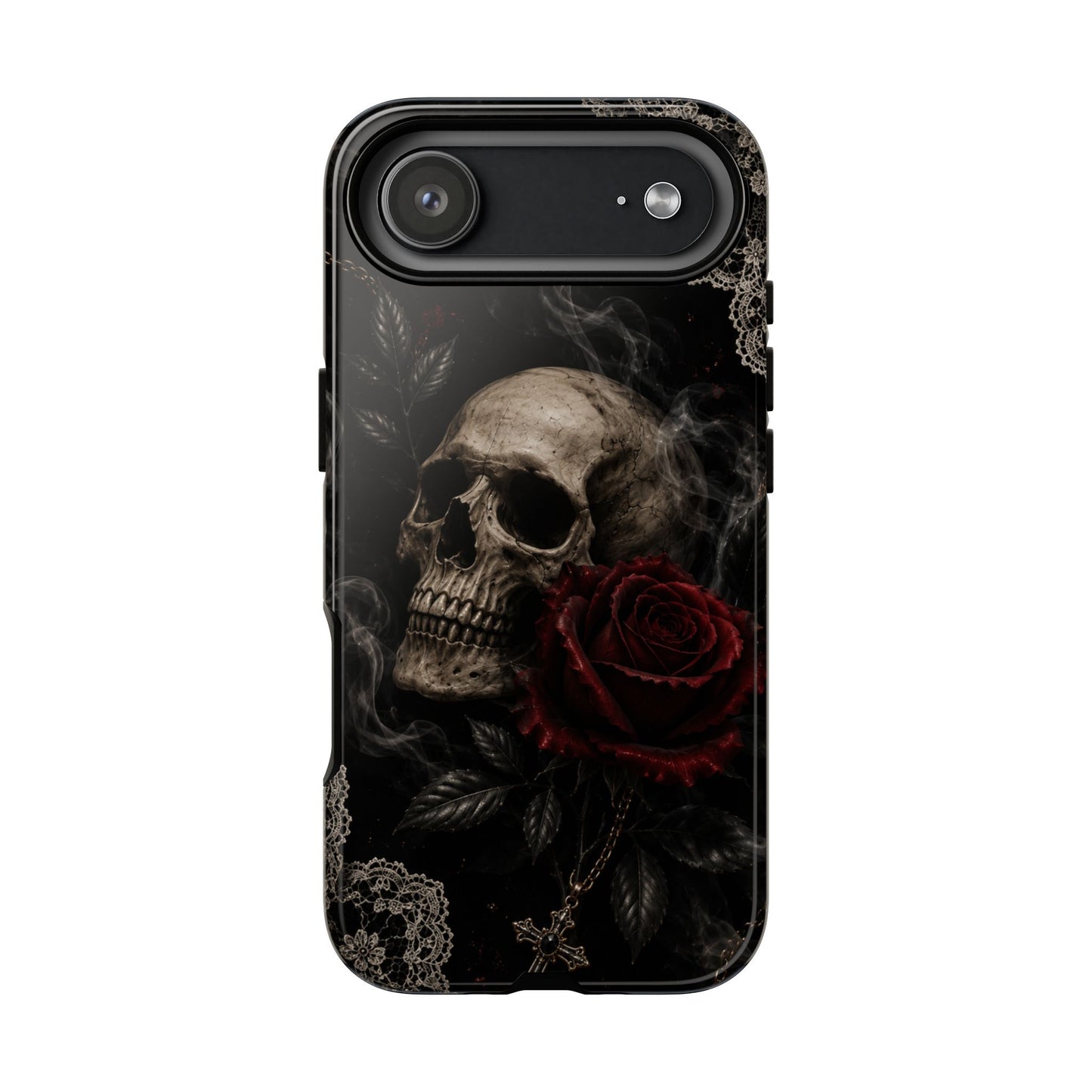 Sunflower Porch Co Skull with Red Rose phone case | Tough Cases