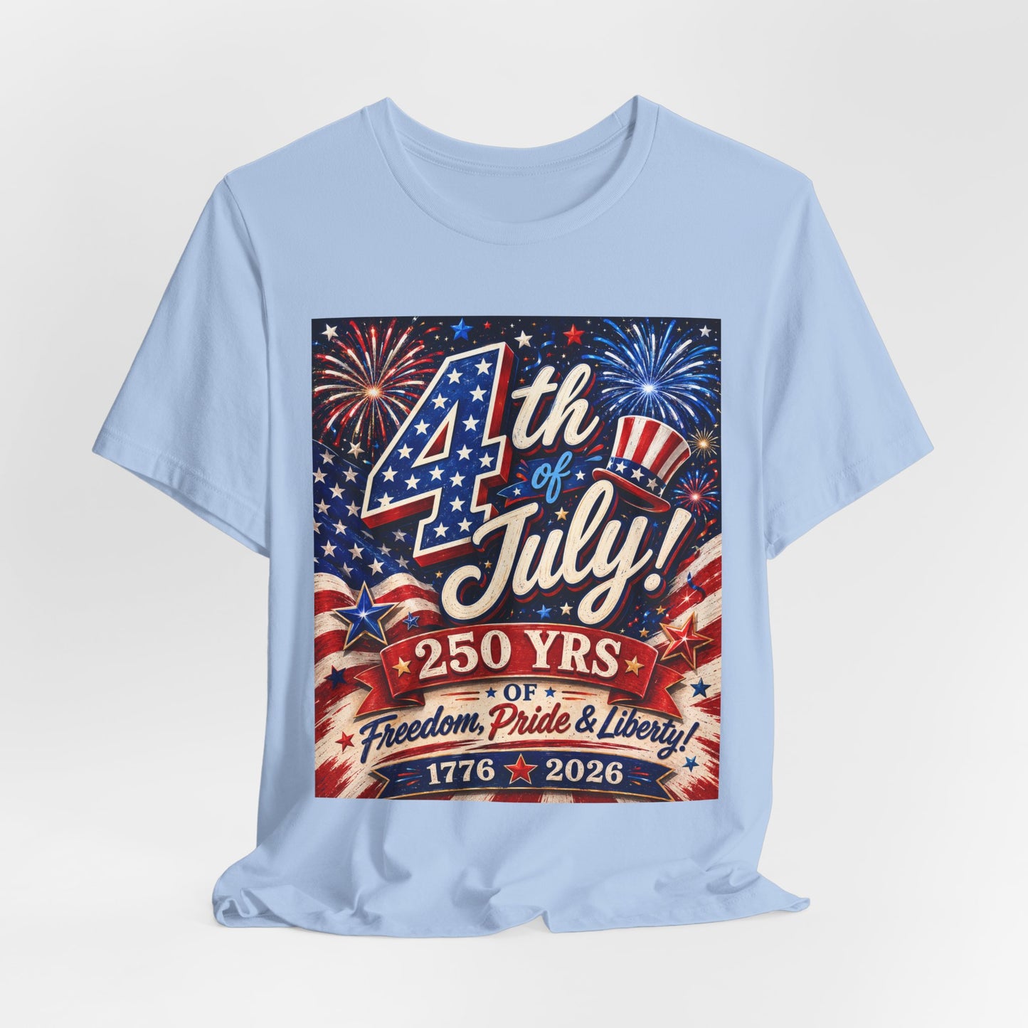 Sunflower Porch Co 4th of July T-Shirt - 250 Years 1776-2026 Fireworks, Freedom, Pride & Liberty Tee