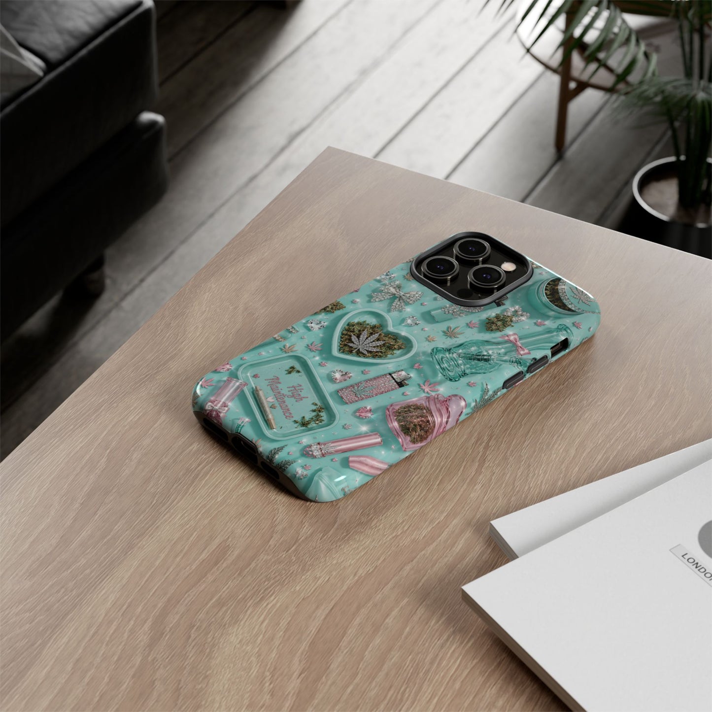 Sunflower Porch Co Mint Cannabis Pattern Phone Case | Tough Case