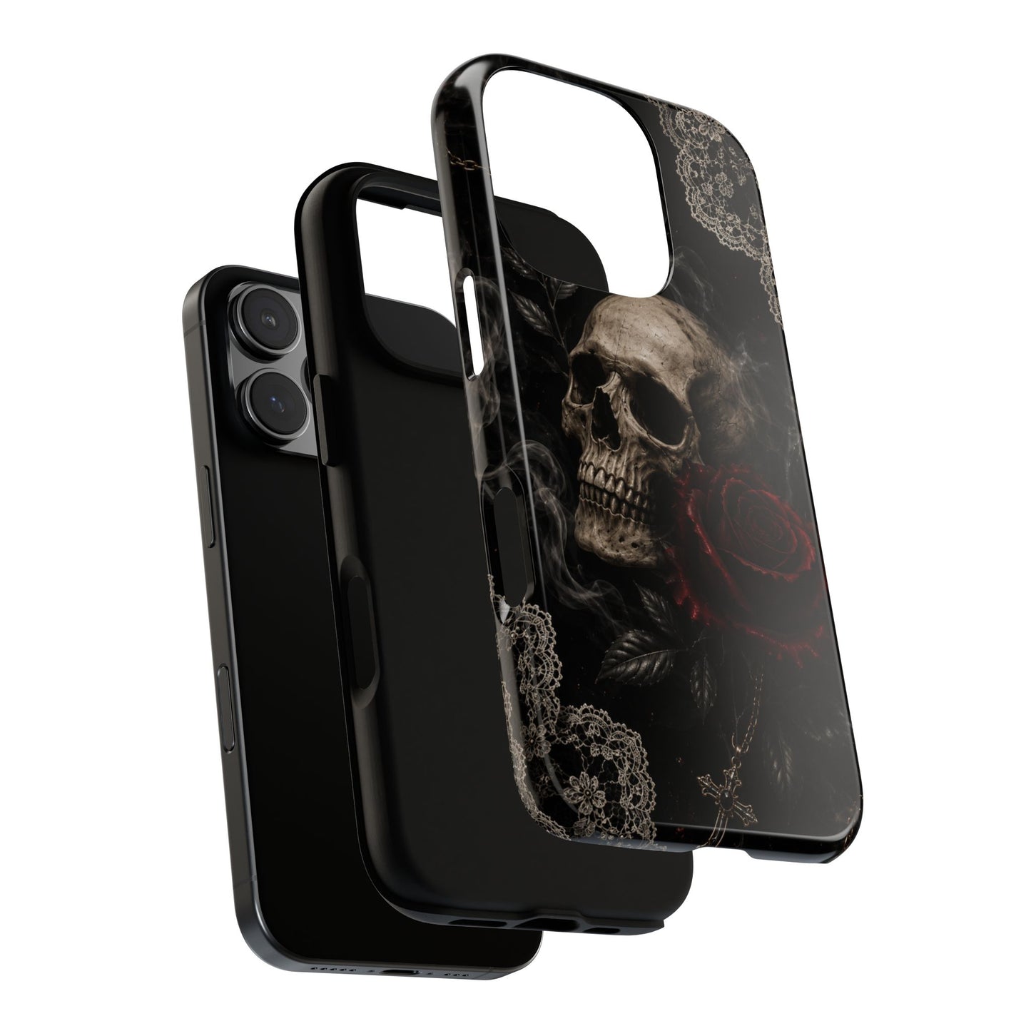 Sunflower Porch Co Skull with Red Rose phone case | Tough Cases