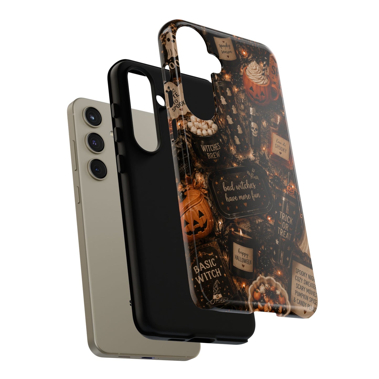 Sunflower Porch Co Halloween Collage phone case | spooky pumpkin witchy design