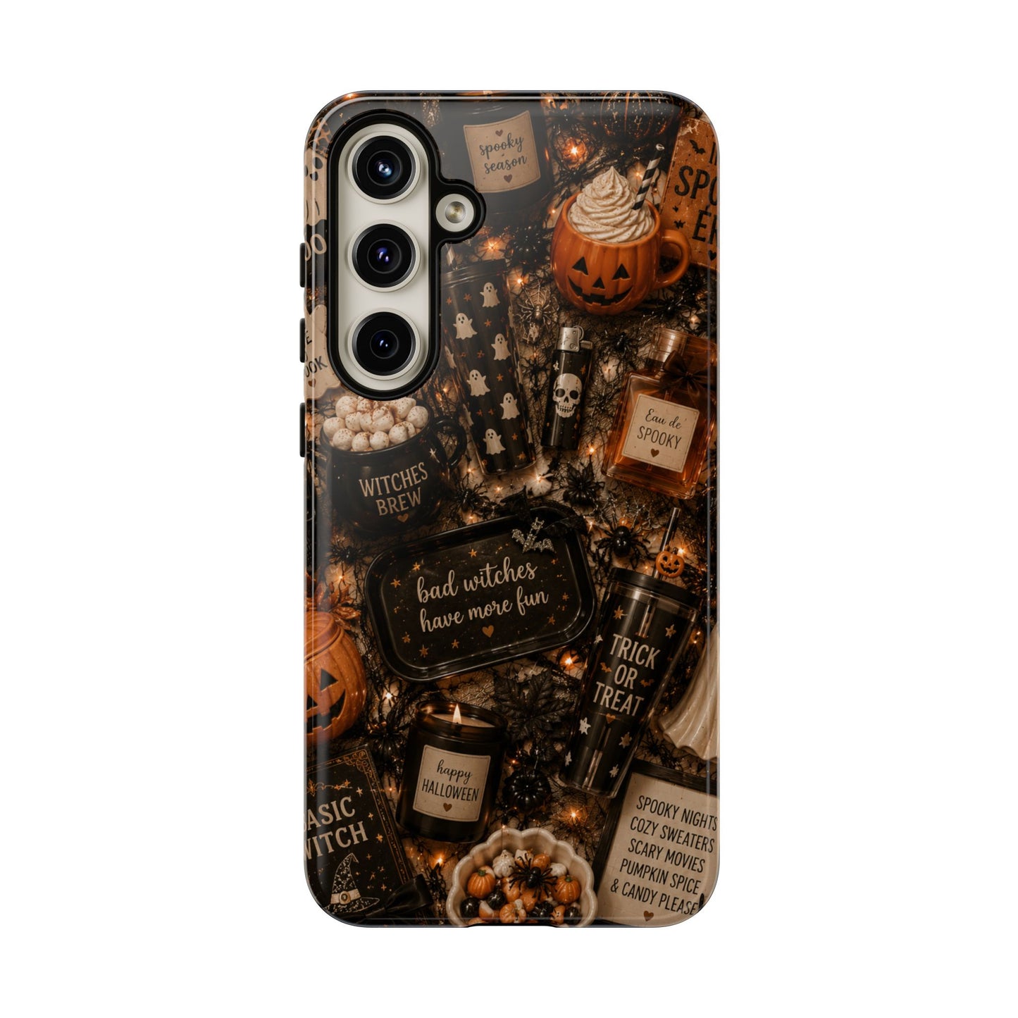 Sunflower Porch Co Halloween Collage phone case | spooky pumpkin witchy design