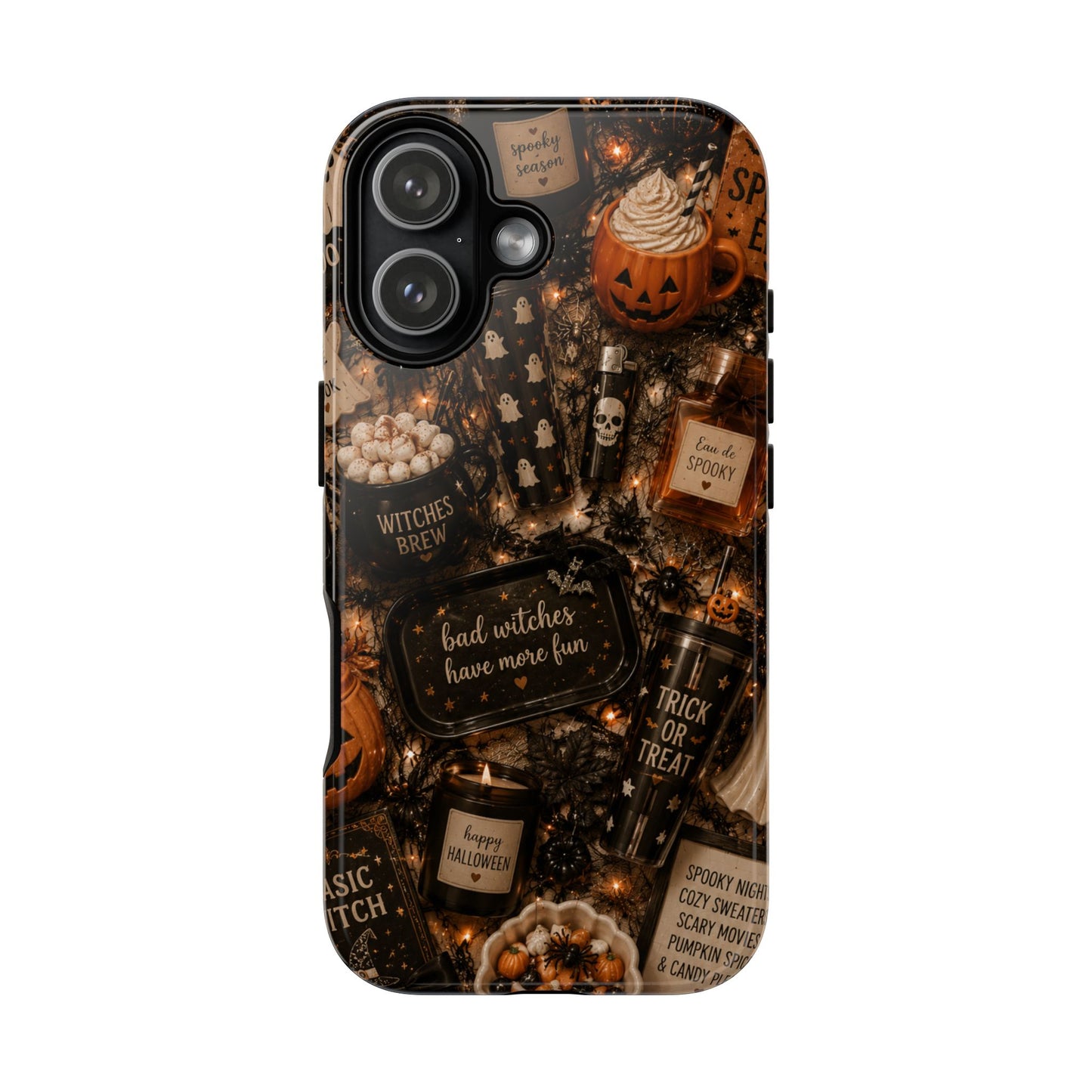 Sunflower Porch Co Halloween Collage phone case | spooky pumpkin witchy design
