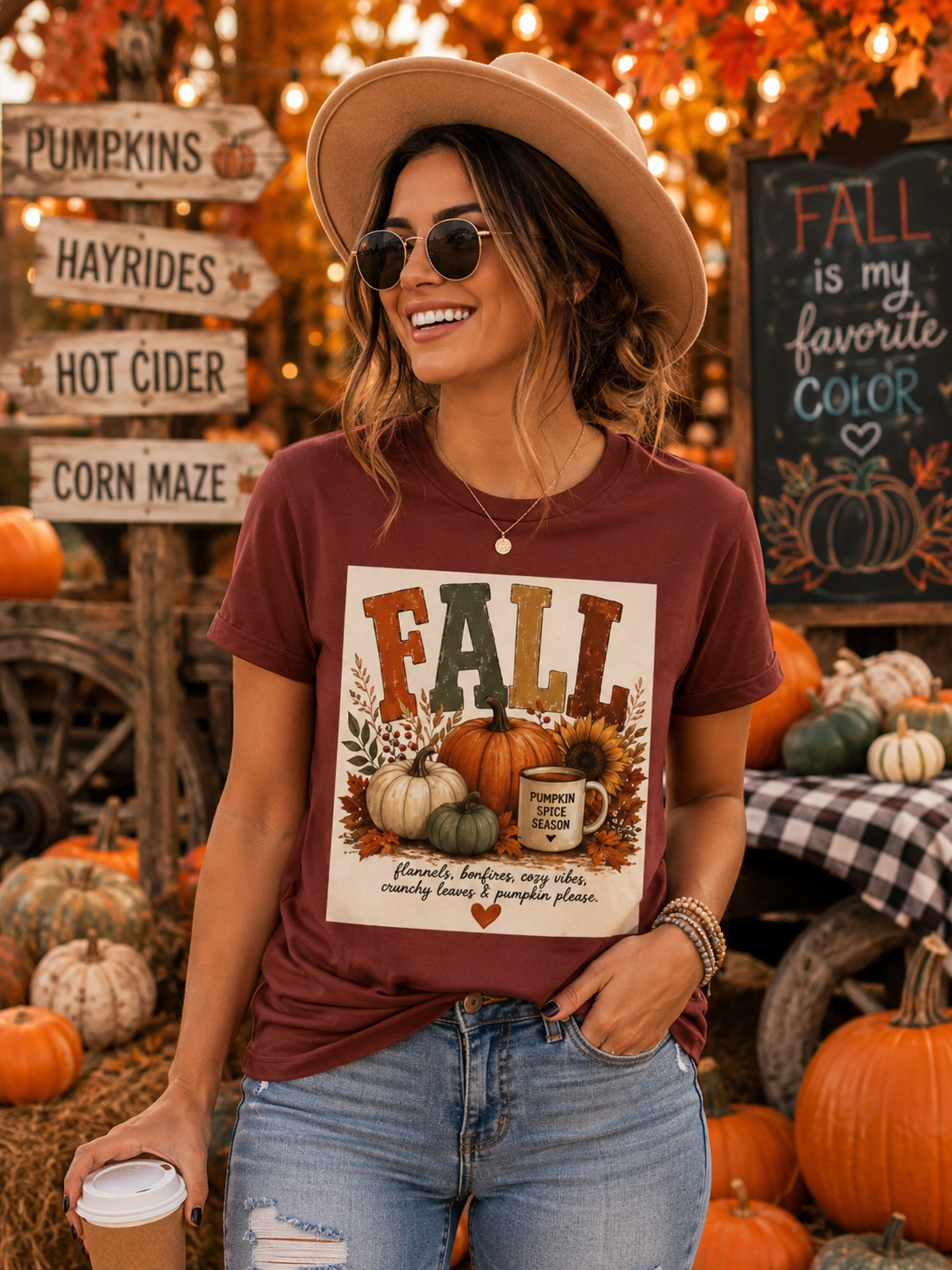 Sunflower Porch Co Fall Pumpkin Harvest T-Shirt | Pumpkin Spice Season Tee