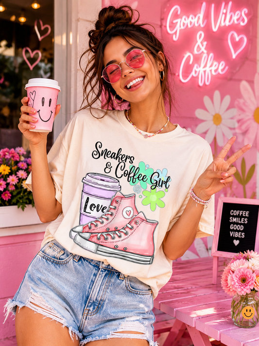 SunflowerPorchCo Sneakers & Coffee Girl