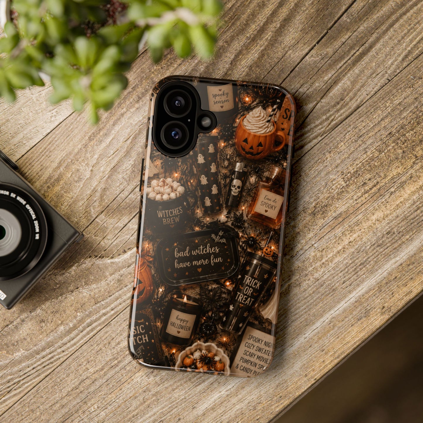Sunflower Porch Co Halloween Collage phone case | spooky pumpkin witchy design
