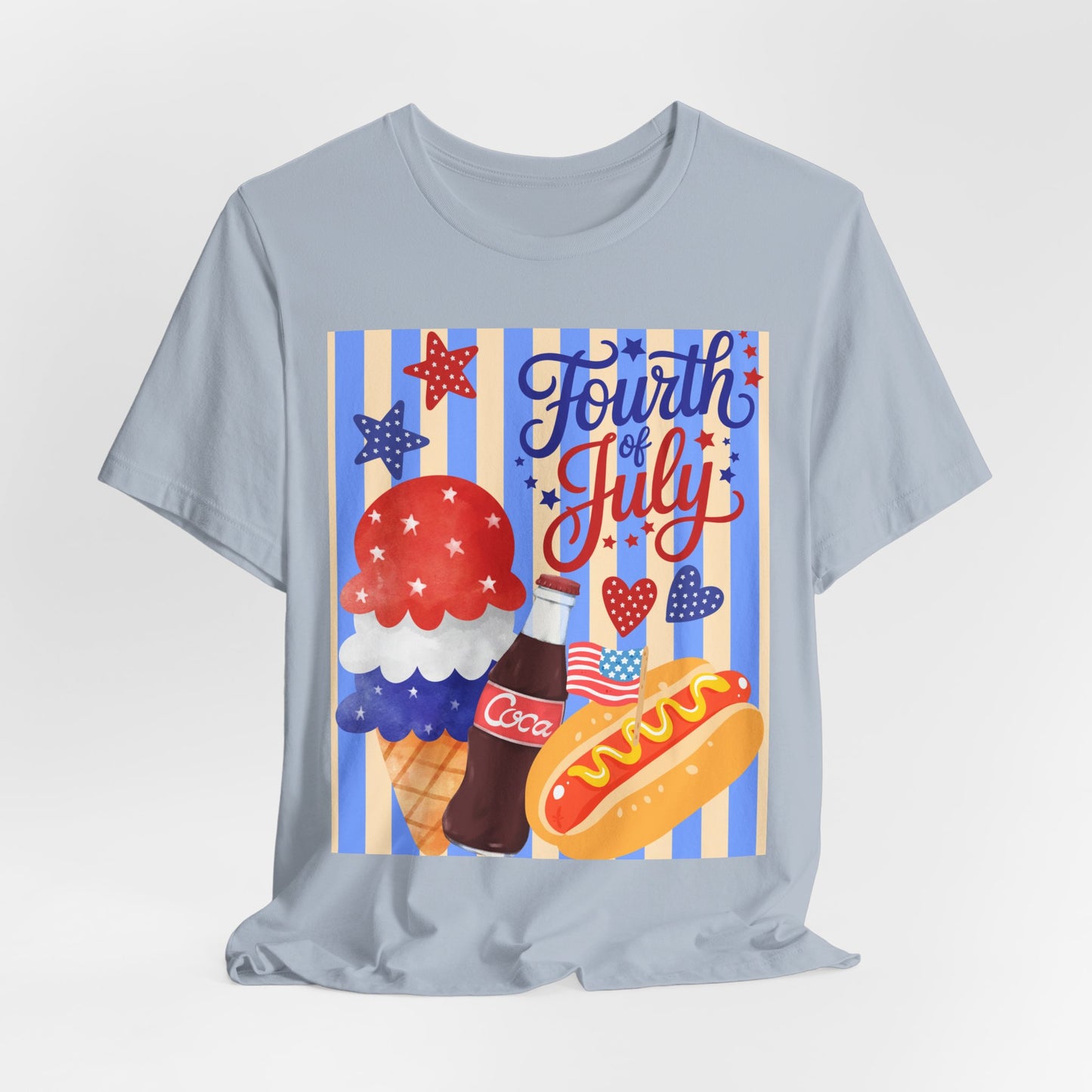 Sunflower Porch Co Fourth of July Ice Cream Hot Dog Tee | Patriotic Summer Independence Day Shirt