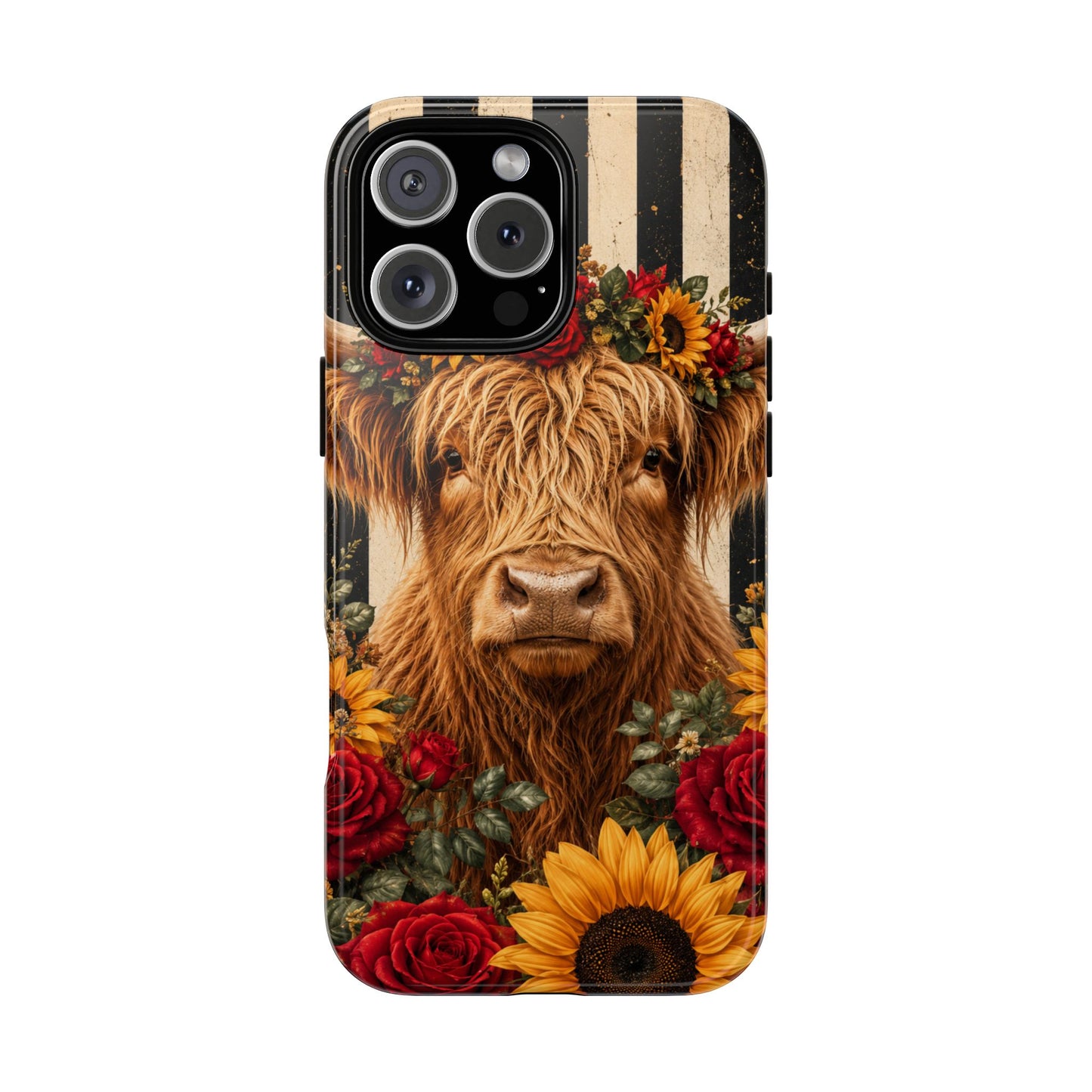 Sunflower Porch Co Highland Cow Floral Crown phone case | Tough Cases