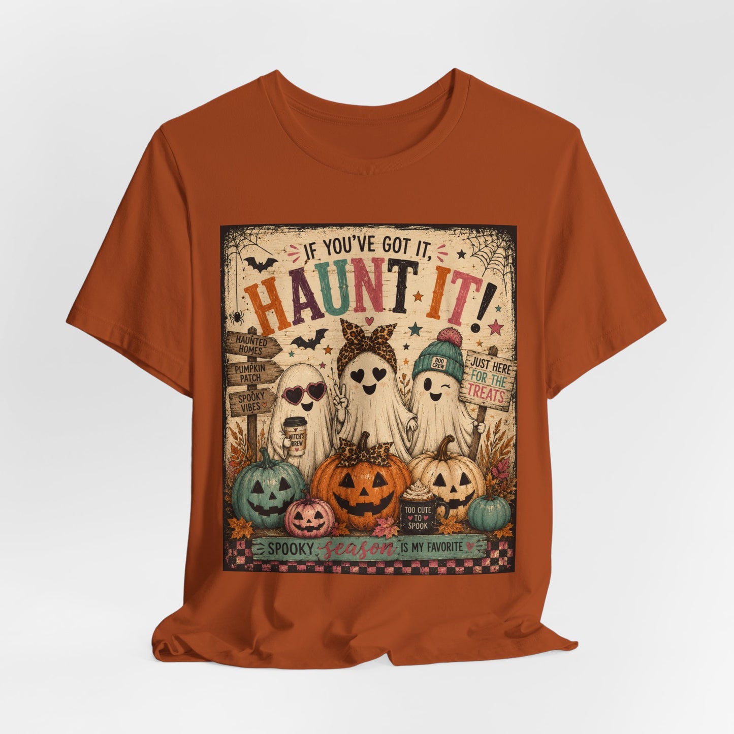 Sunflower Porch Co Haunt It! Ghosts and Pumpkins Tee | Halloween spooky vintage graphic