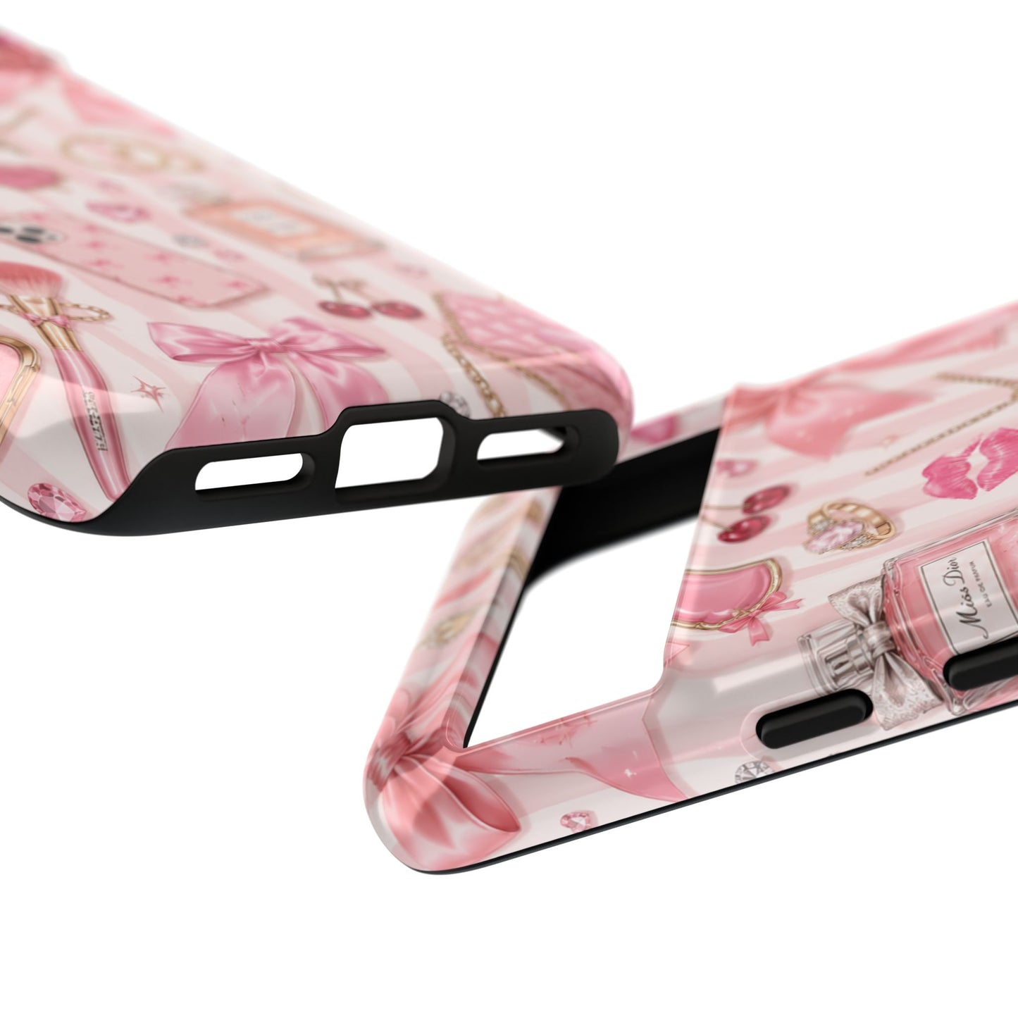 Pink Glam Pattern phone case | Makeup, bows, perfume, lipstick design