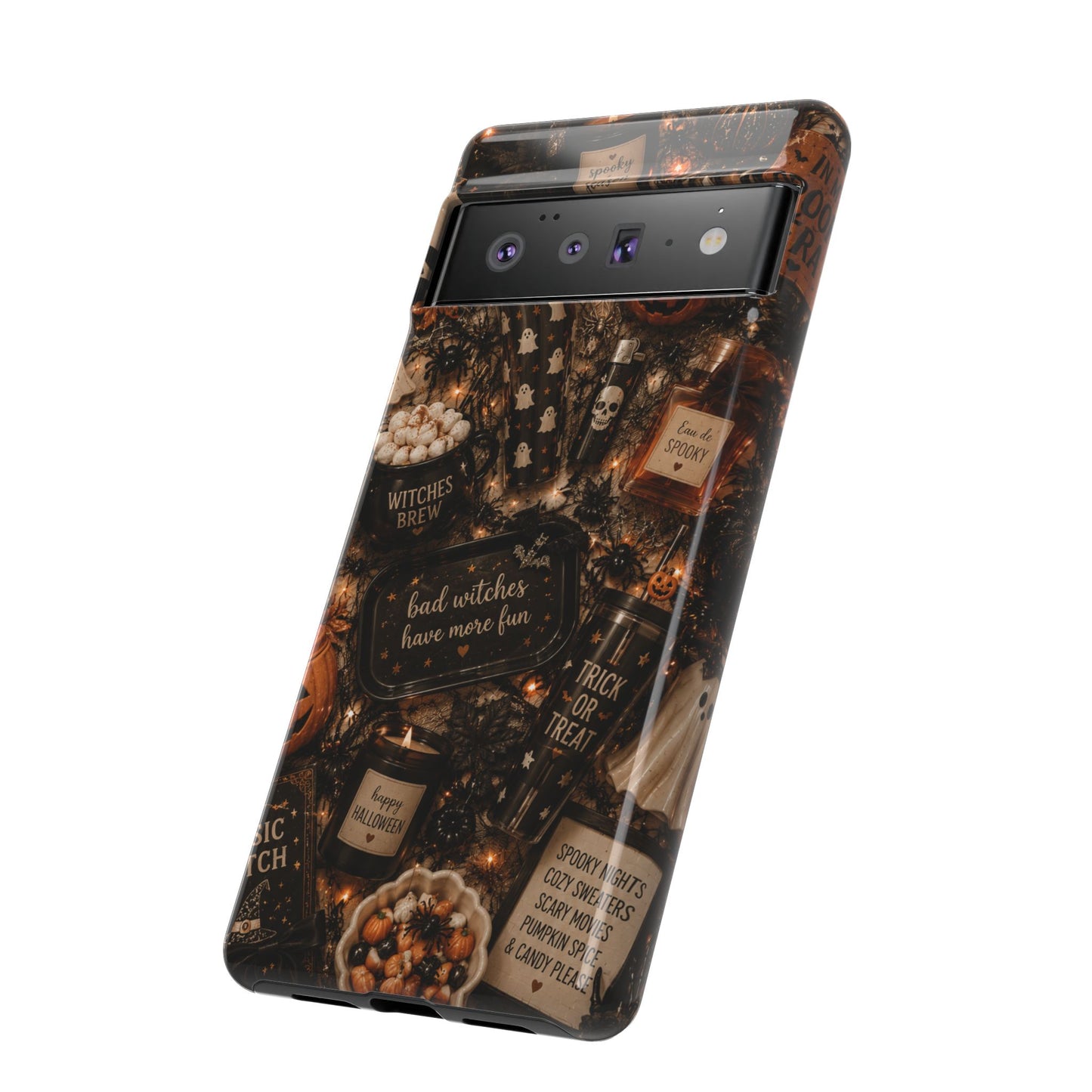 Sunflower Porch Co Halloween Collage phone case | spooky pumpkin witchy design