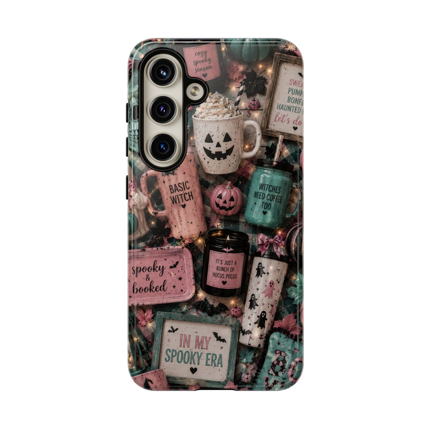 Sunflower Porch Co Spooky Mugs & Pumpkins Tough Cases | Halloween Collage Phone Case