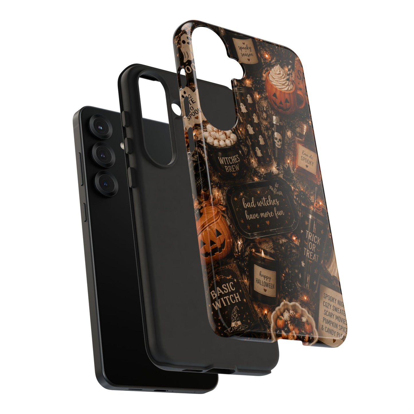 Sunflower Porch Co Halloween Collage phone case | spooky pumpkin witchy design