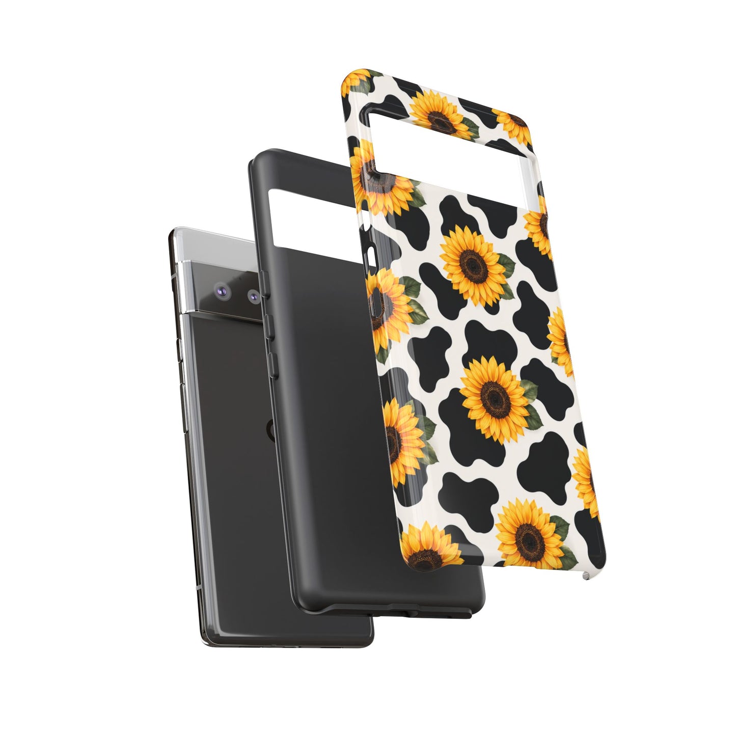 Sunflower Cow Print Tough Case | Phone Case, Floral Farm Animal Pattern