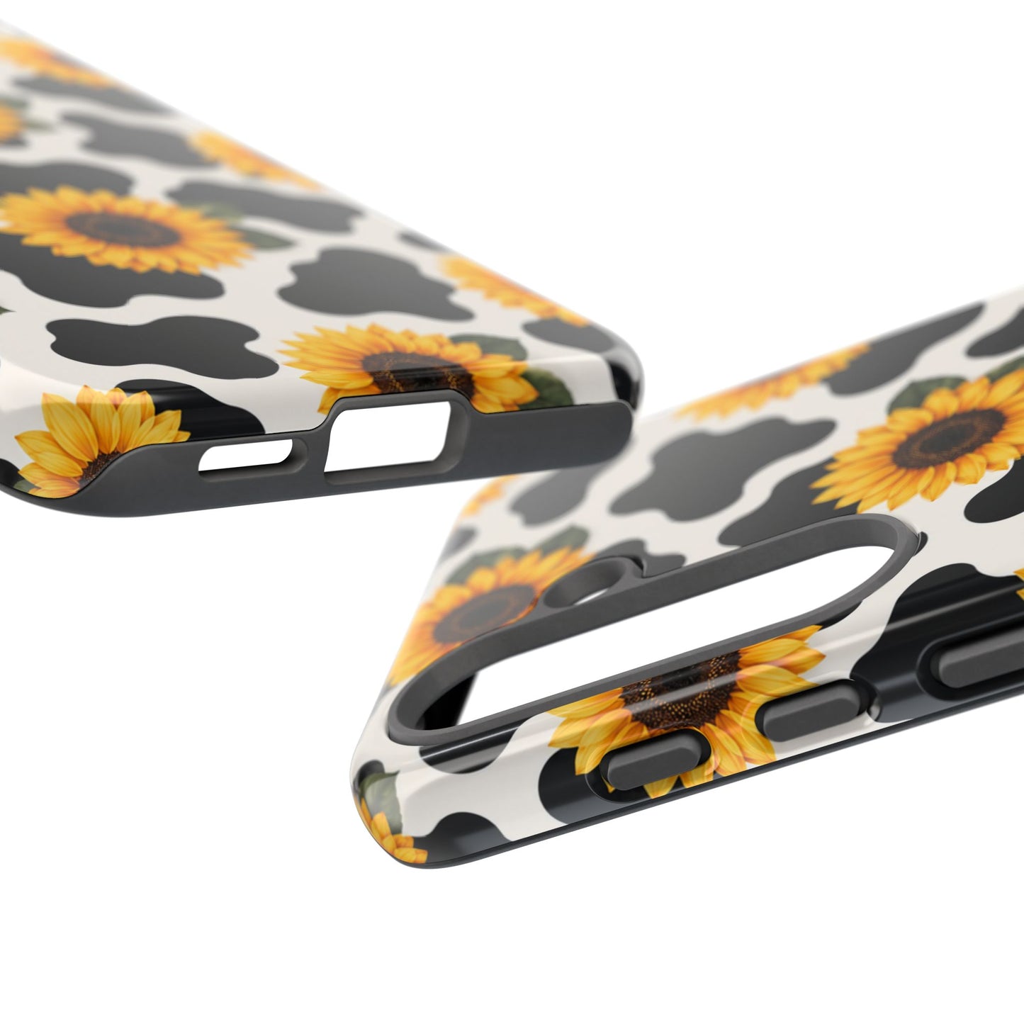 Sunflower Cow Print Tough Case | Phone Case, Floral Farm Animal Pattern
