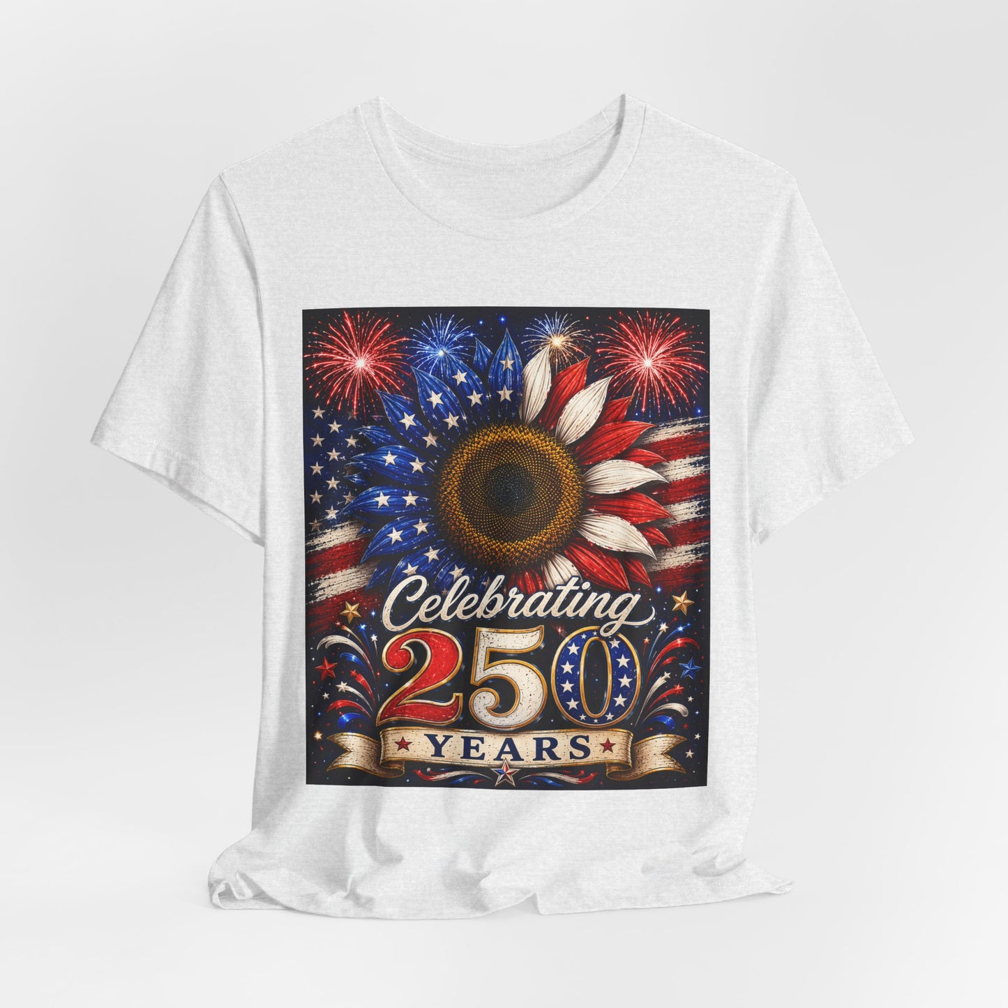 Sunflower Porch Co Celebrating 250 Years American Flag Sunflower T-Shirt