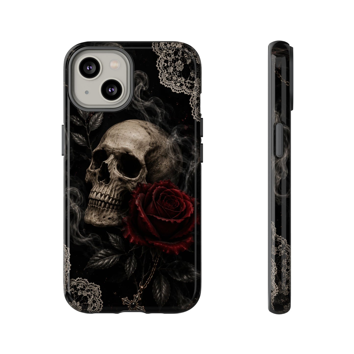 Sunflower Porch Co Skull with Red Rose phone case | Tough Cases