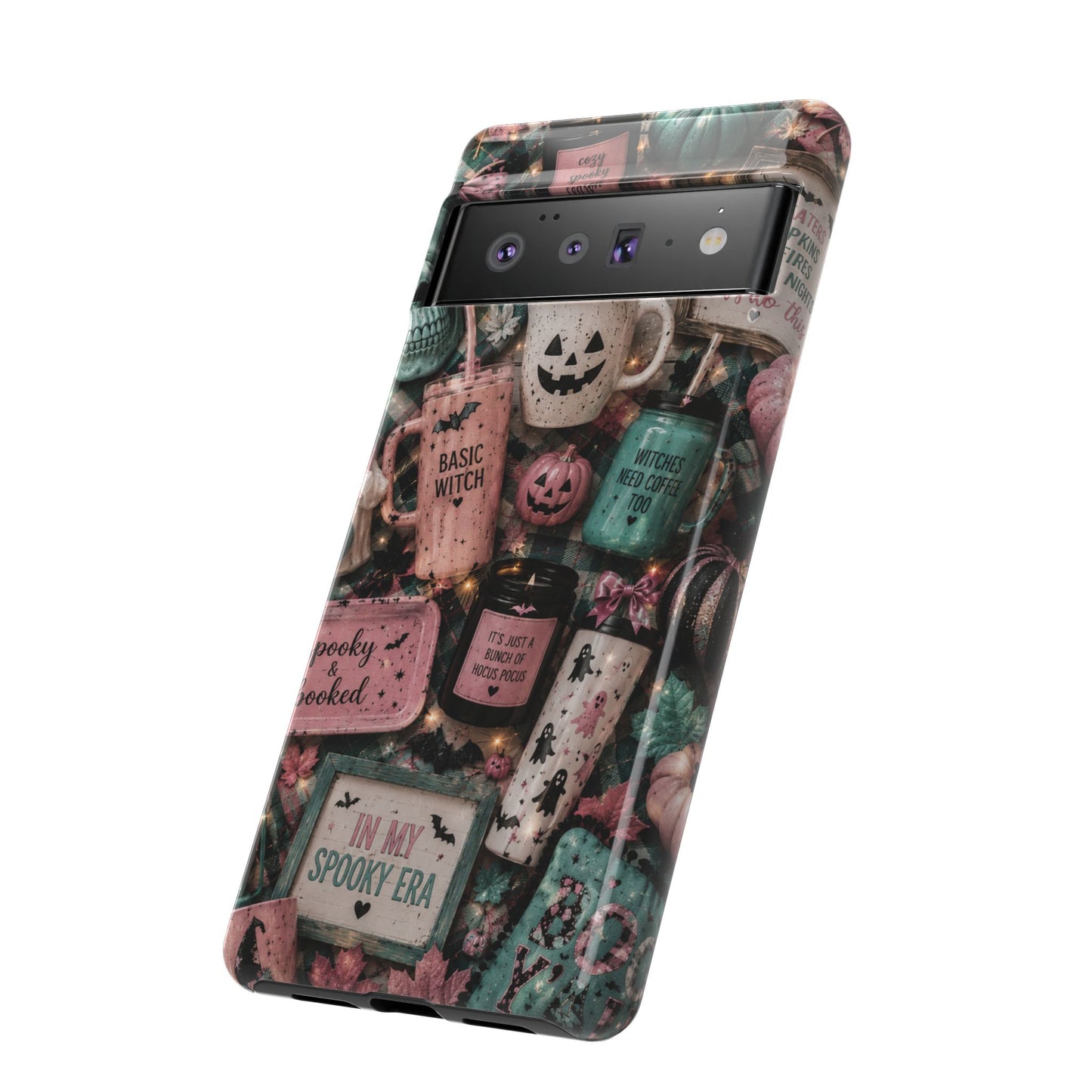 Sunflower Porch Co Spooky Mugs & Pumpkins Tough Cases | Halloween Collage Phone Case