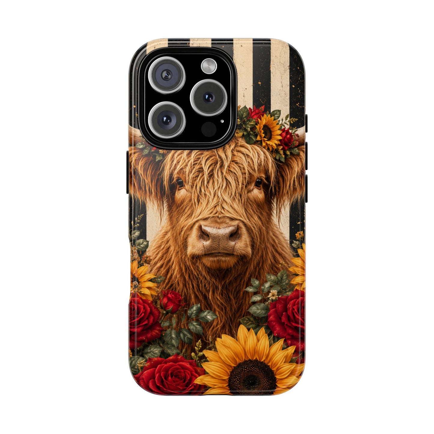 Sunflower Porch Co Highland Cow Floral Crown phone case | Tough Cases
