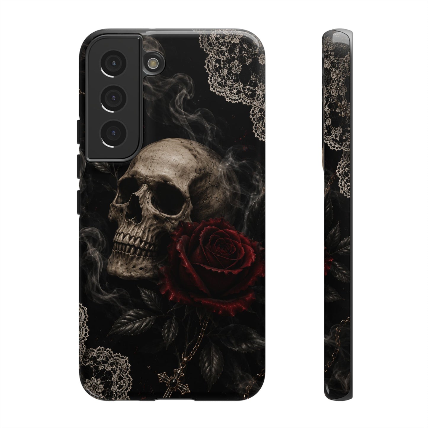 Sunflower Porch Co Skull with Red Rose phone case | Tough Cases