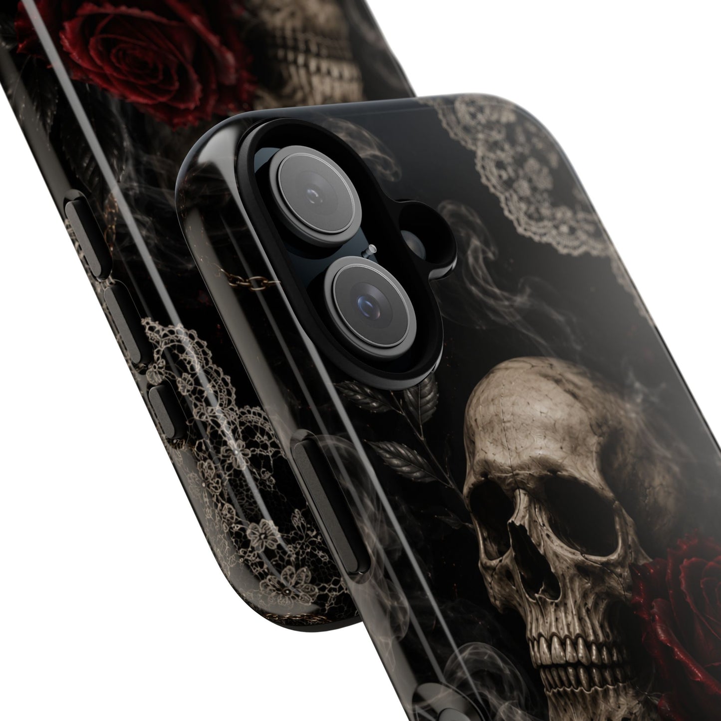 Sunflower Porch Co Skull with Red Rose phone case | Tough Cases