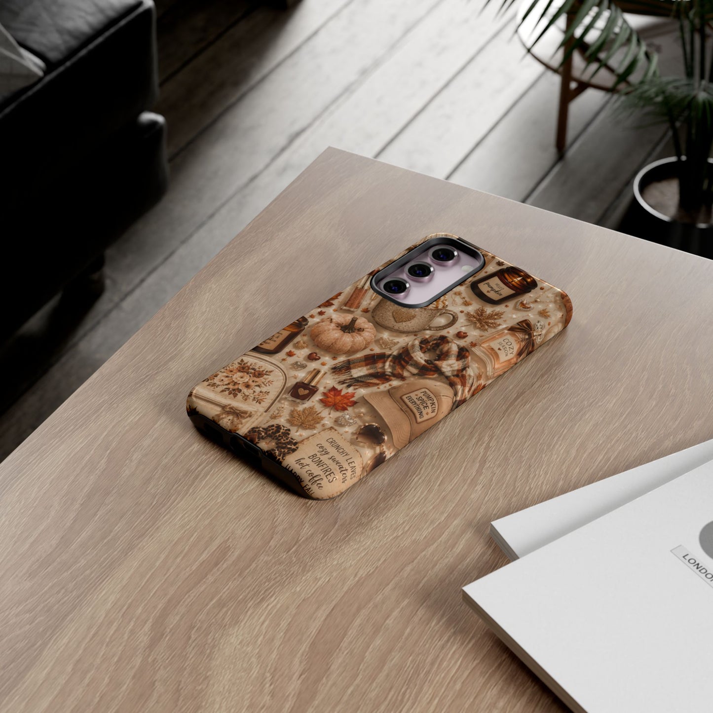 Sunflower Porch Co Cozy Autumn Mug and Pumpkin Pattern Phone Case | Fall Aesthetic