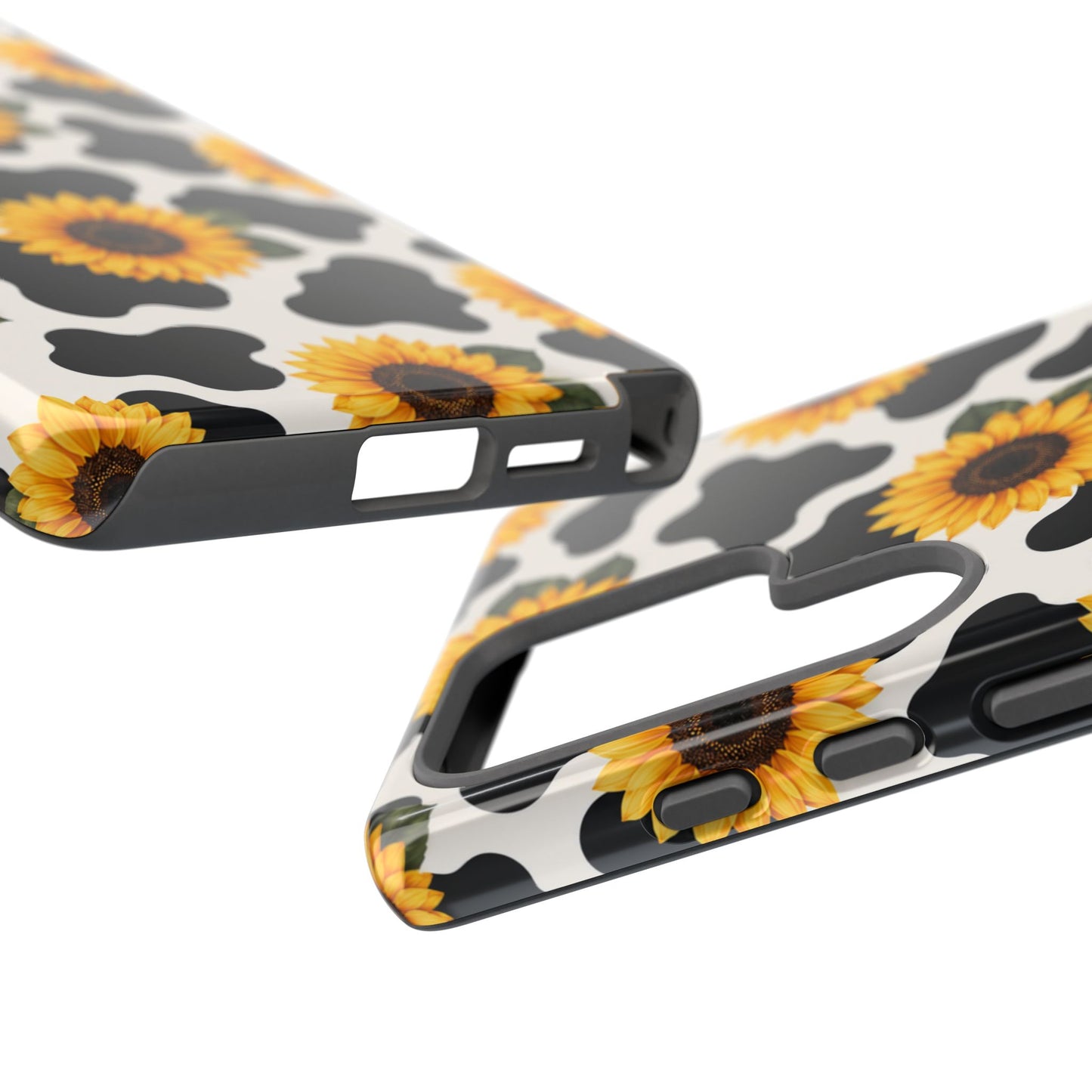Sunflower Cow Print Tough Case | Phone Case, Floral Farm Animal Pattern