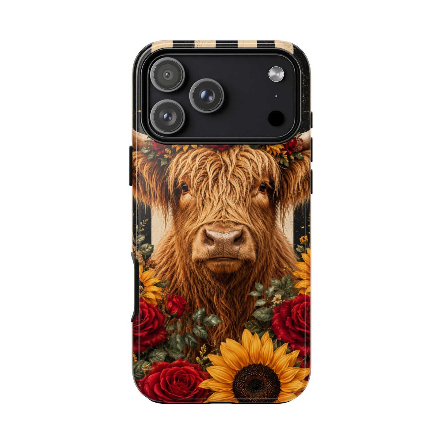 Sunflower Porch Co Highland Cow Floral Crown phone case | Tough Cases