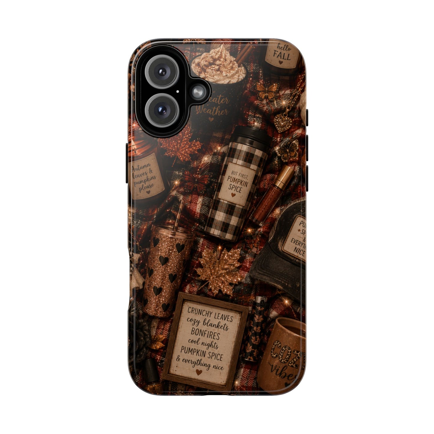 Sunflower Porch Co Cozy Pumpkin Spice Pattern Phone Case | Tough Cases