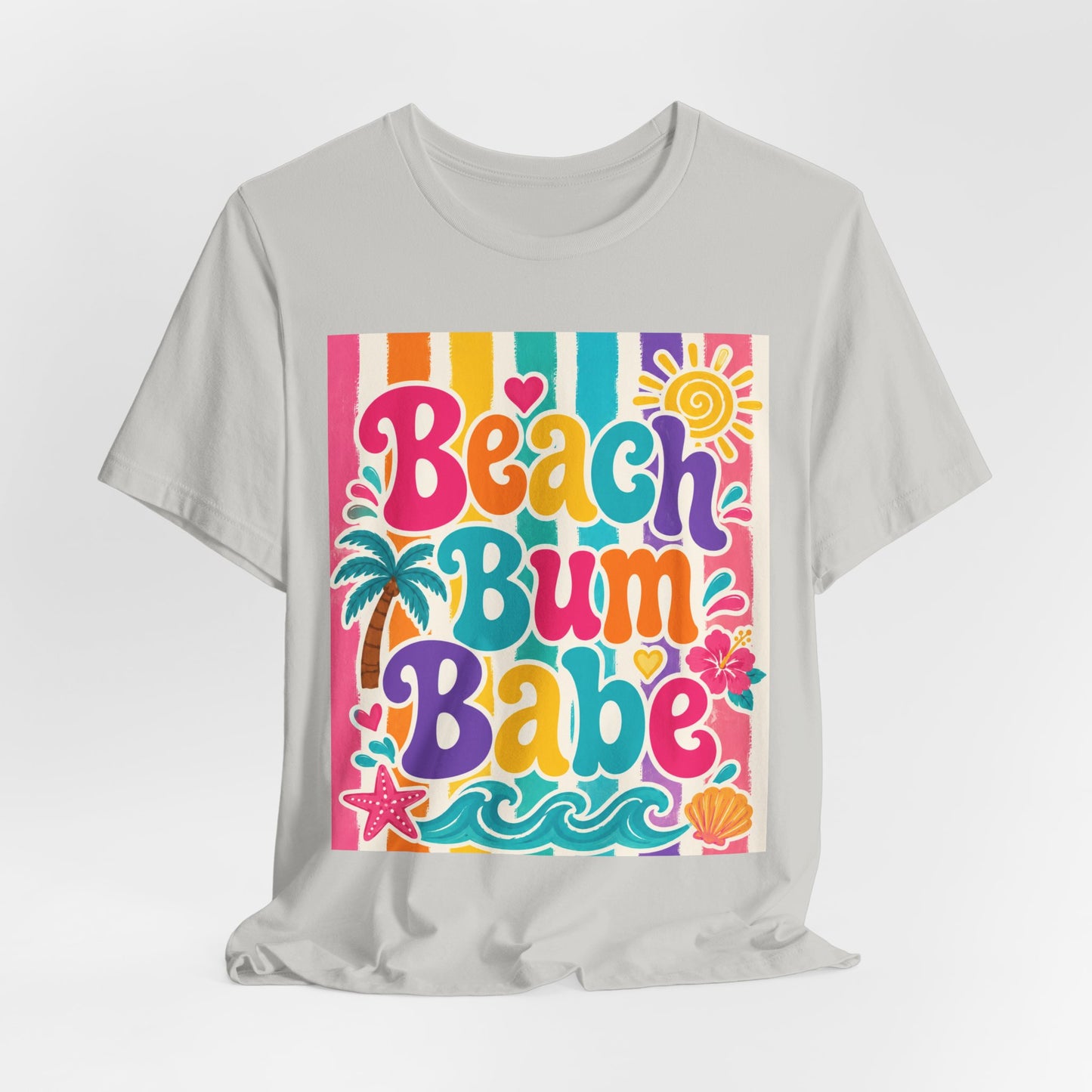 Sunflower Porch Co. Beach Bum Babe T-Shirt — Colorful Retro Tropical Summer Tee