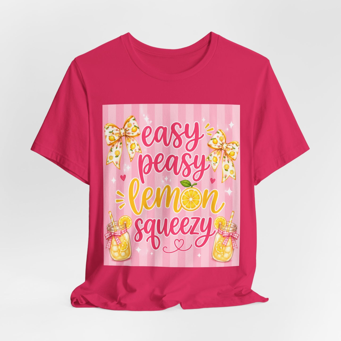 SunflowerPorchCo Easy Peasy Lemon Squeezy T-Shirt | Lemonade Floral Bow Summer Graphic