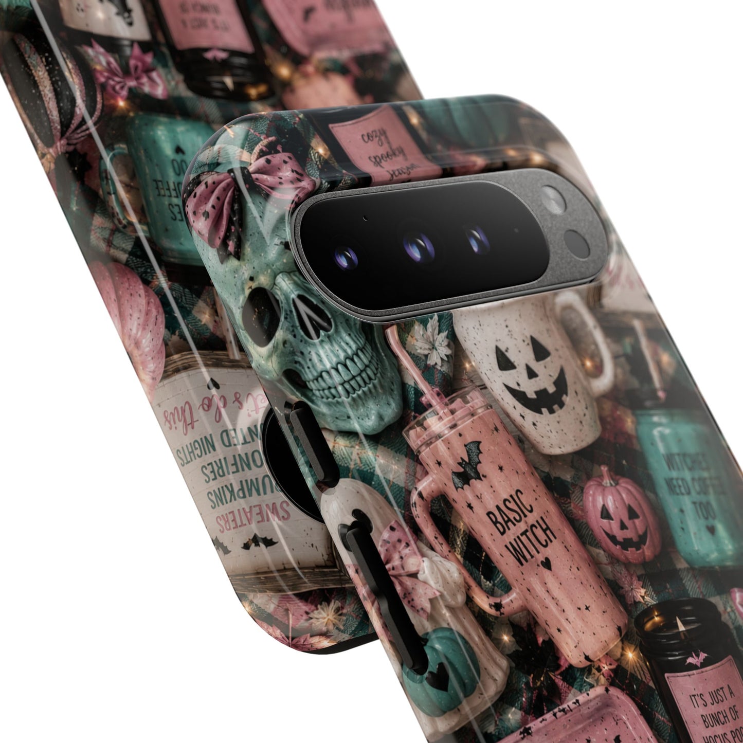 Sunflower Porch Co Spooky Mugs & Pumpkins Tough Cases | Halloween Collage Phone Case