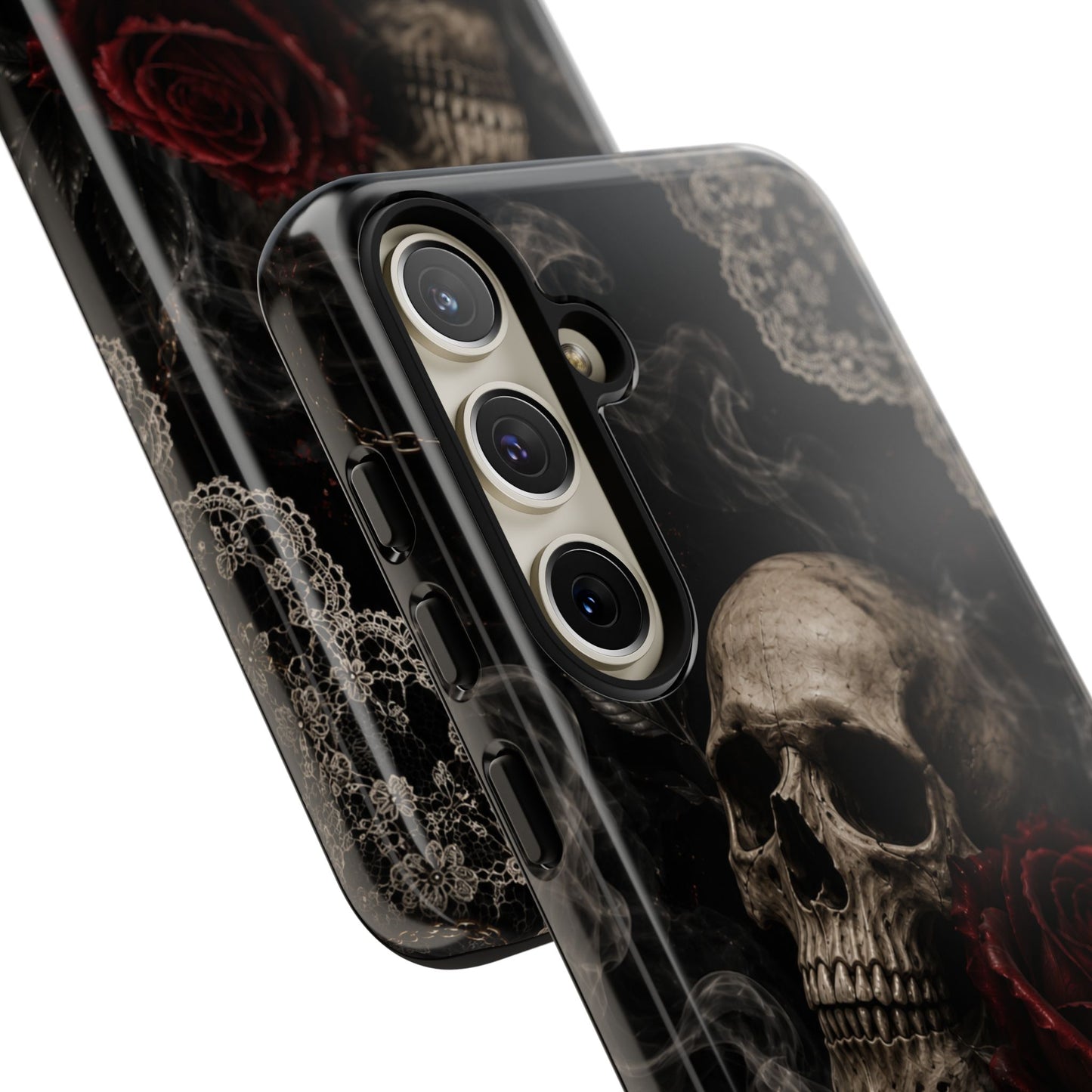 Sunflower Porch Co Skull with Red Rose phone case | Tough Cases
