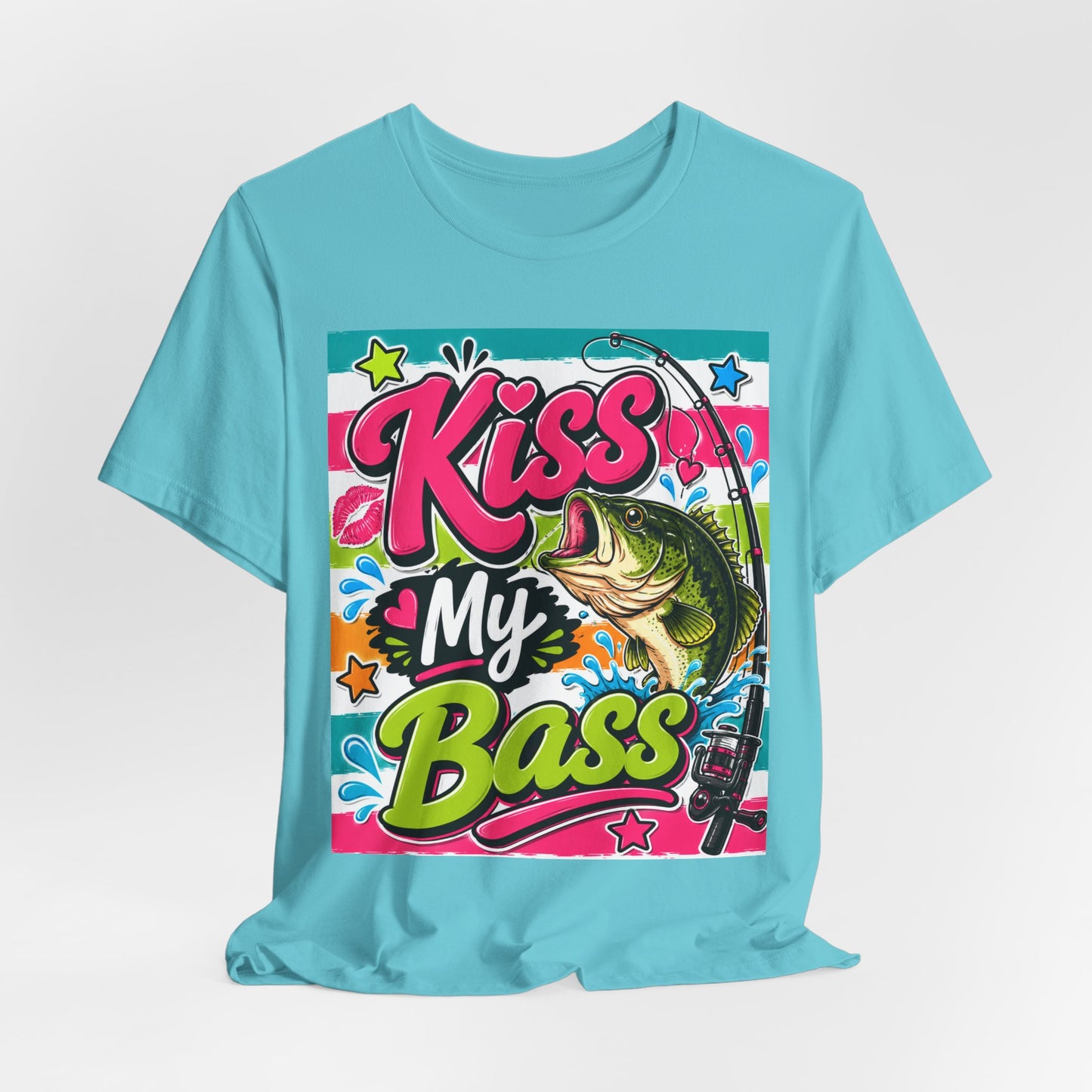 Sunflower Porch Co. Kiss My Bass T-Shirt – Funny Fishing Tee with Bass Graphic