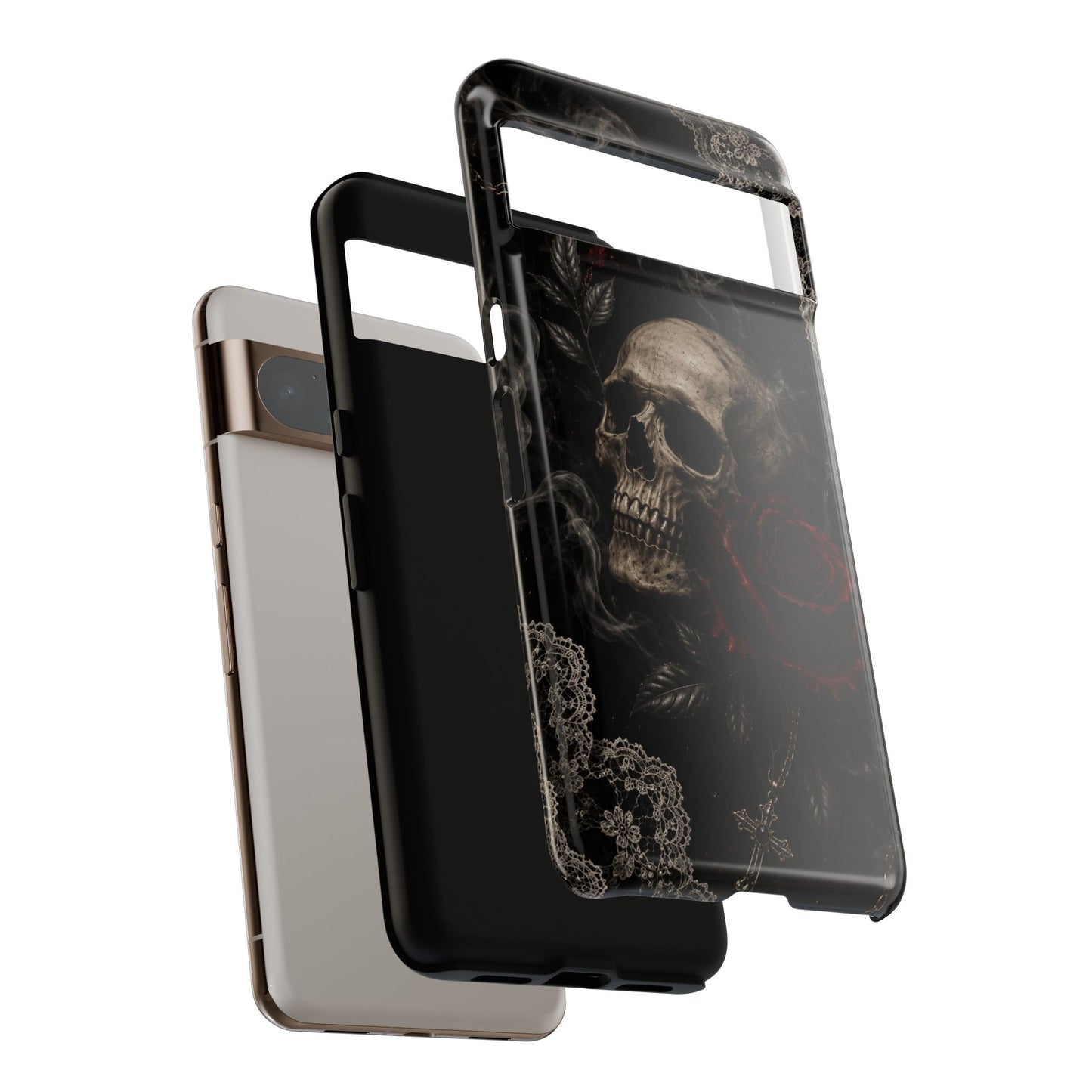 Sunflower Porch Co Skull with Red Rose phone case | Tough Cases
