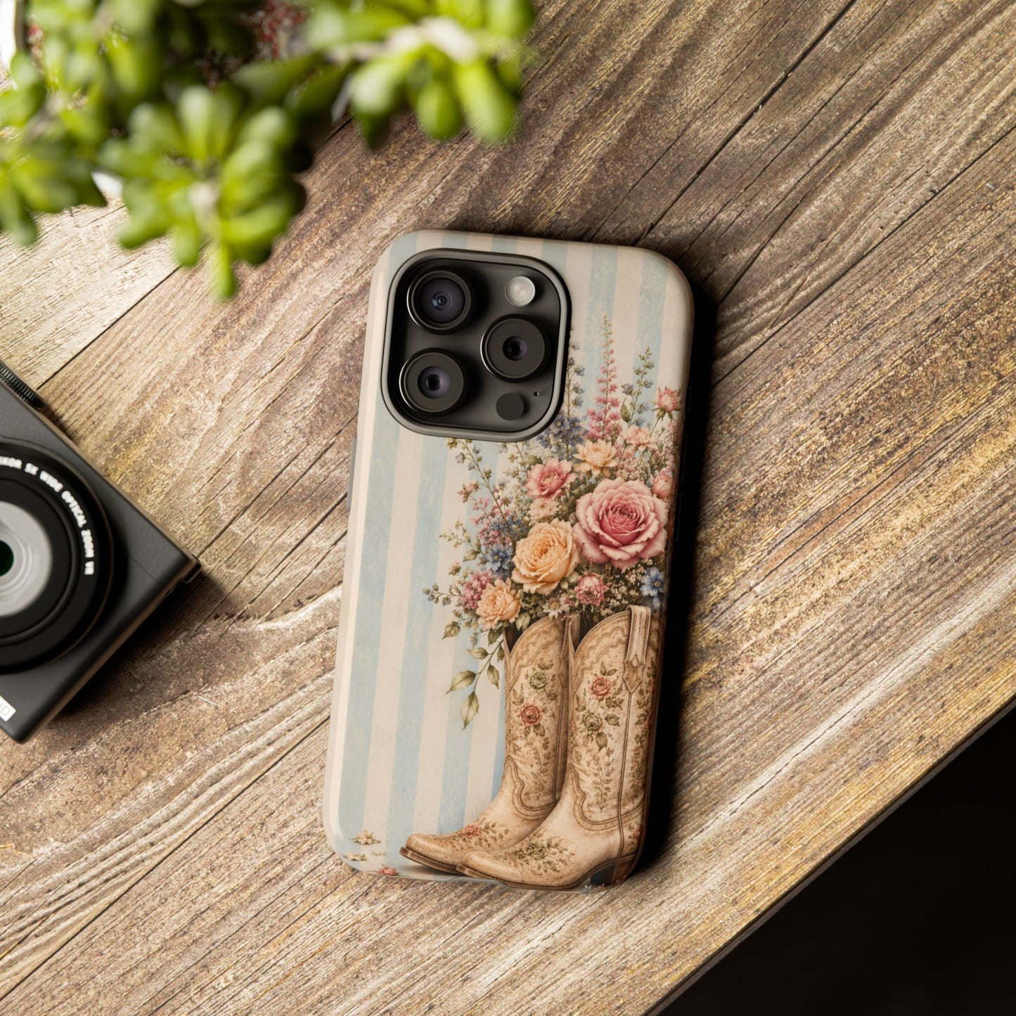 Sunflower Porch Co Vintage Floral Cowboy Boots phone case | iPhone protective case