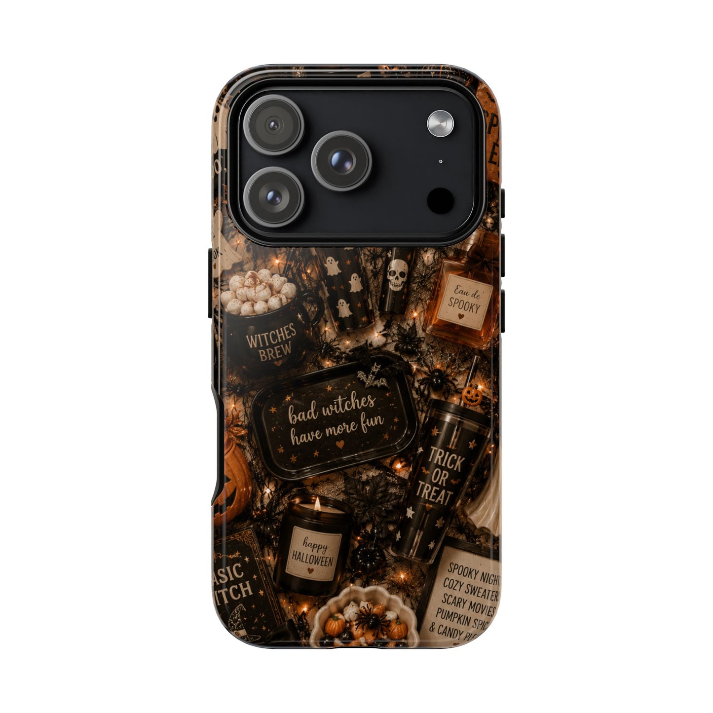 Sunflower Porch Co Halloween Collage phone case | spooky pumpkin witchy design