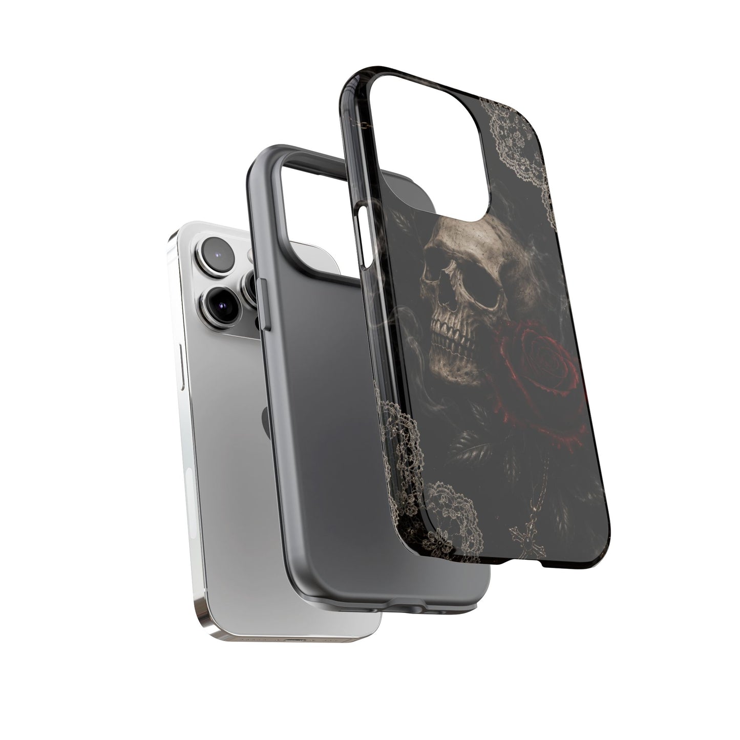 Sunflower Porch Co Skull with Red Rose phone case | Tough Cases