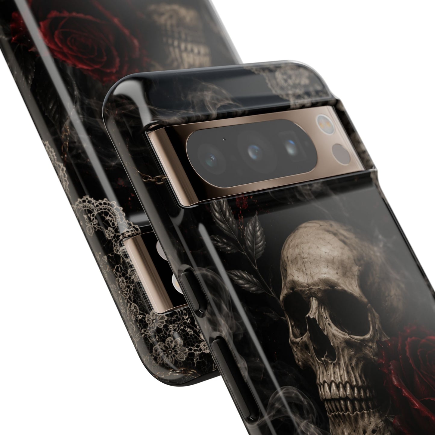 Sunflower Porch Co Skull with Red Rose phone case | Tough Cases