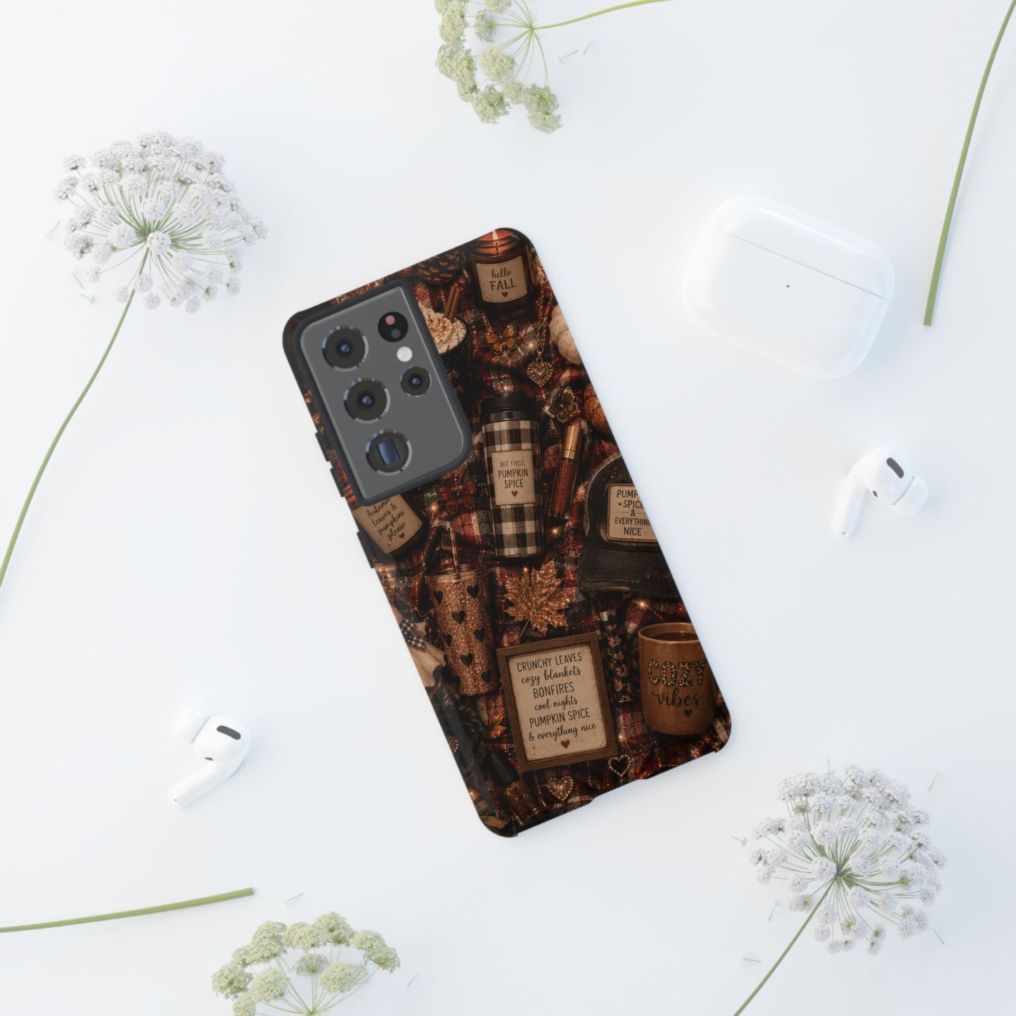 Sunflower Porch Co Cozy Pumpkin Spice Pattern Phone Case | Tough Cases