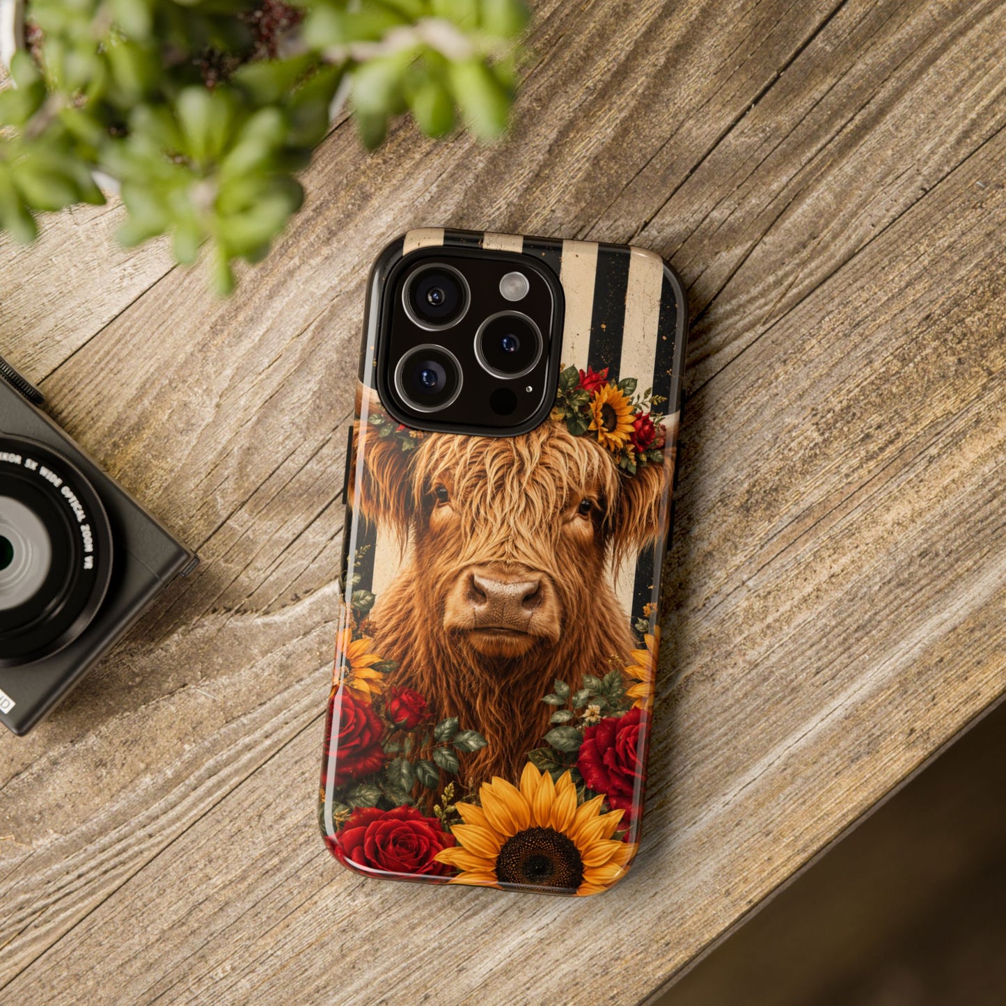 Sunflower Porch Co Highland Cow Floral Crown phone case | Tough Cases