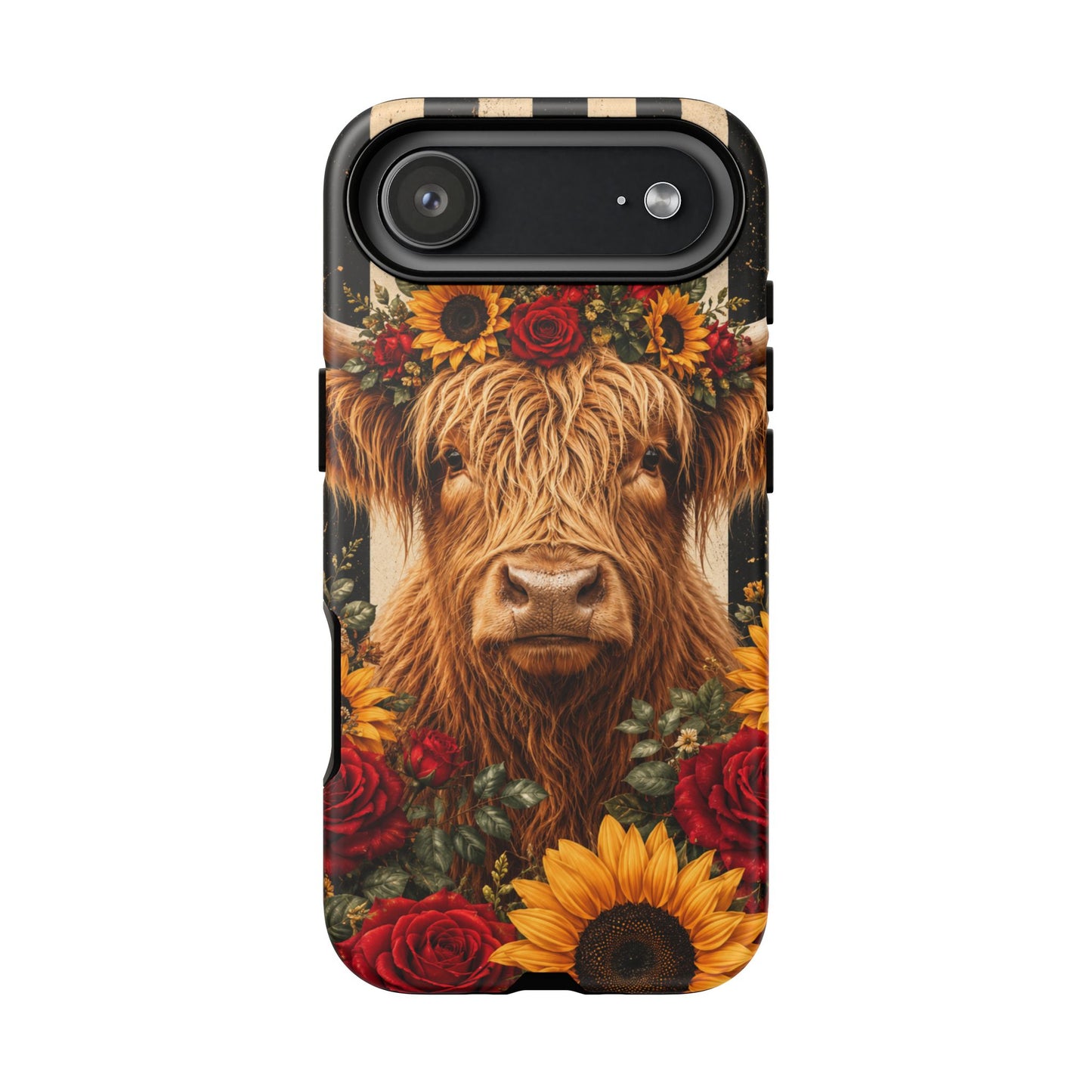Sunflower Porch Co Highland Cow Floral Crown phone case | Tough Cases