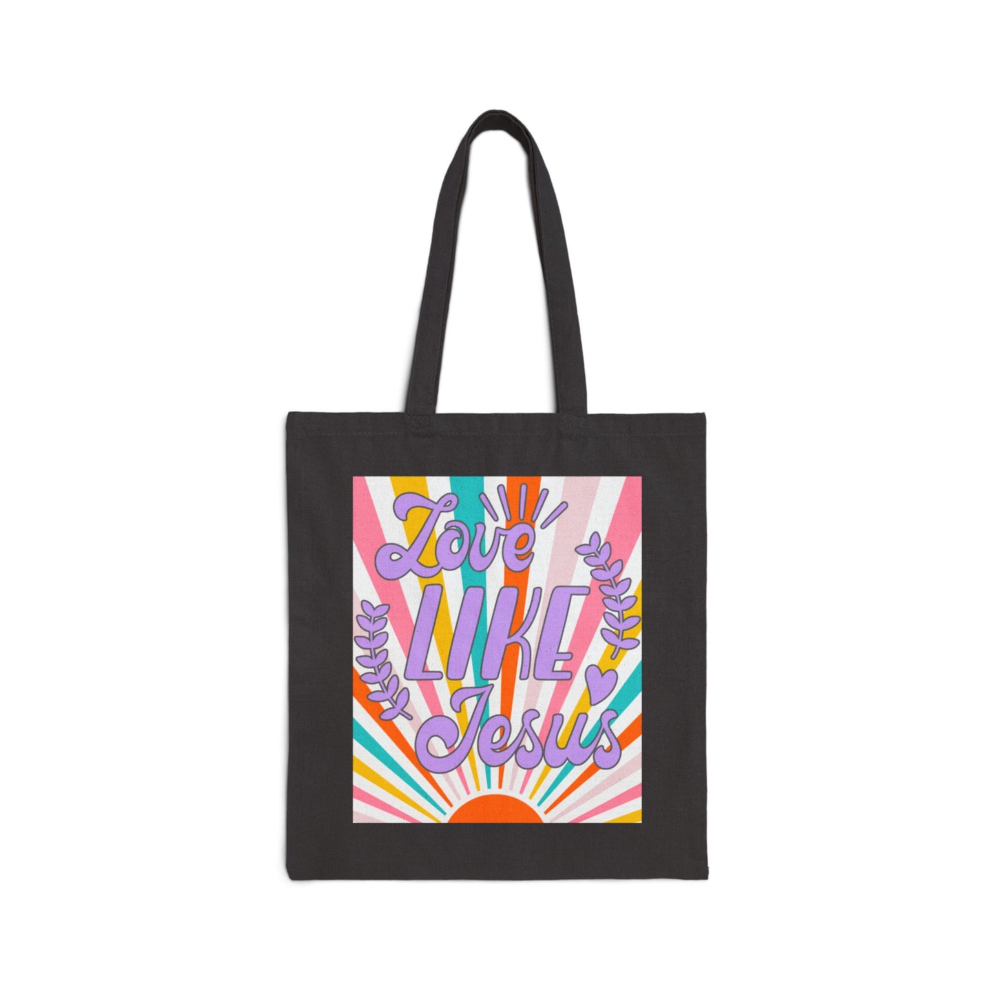 Love Like Jesus Tote Bag | Retro Rainbow Typography Christian Design