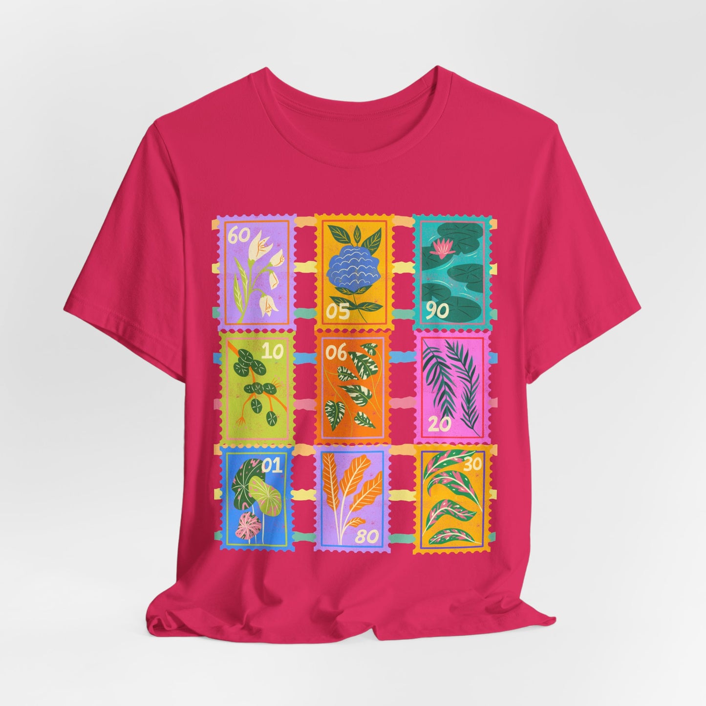 SunflowerPorchCo Vintage Botanical Stamp Collage Tee | Floral Postage Stamp T-Shirt